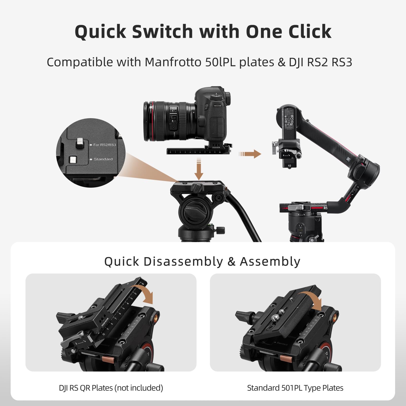 Cayer H8 Video Tripod Fluid Head, Metal Heavy Duty Drag Pan Head With 60 Mm Flate Base, Adjustable Pan Handle, Load Up To 13.2Ibs For Compact Video Camera Dslr Camera