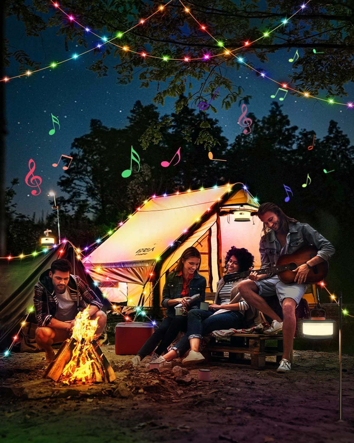 Homebest Camping String Lights – 33Ft Rgb Retractable Light With 19 Lighting Modes, Quick 20S Recovery, Waterproof, 3-In-1 Quick Storage, Rechargeable Tent Lights For Camping, Hiking, Yard, Travel,Holiday Gift