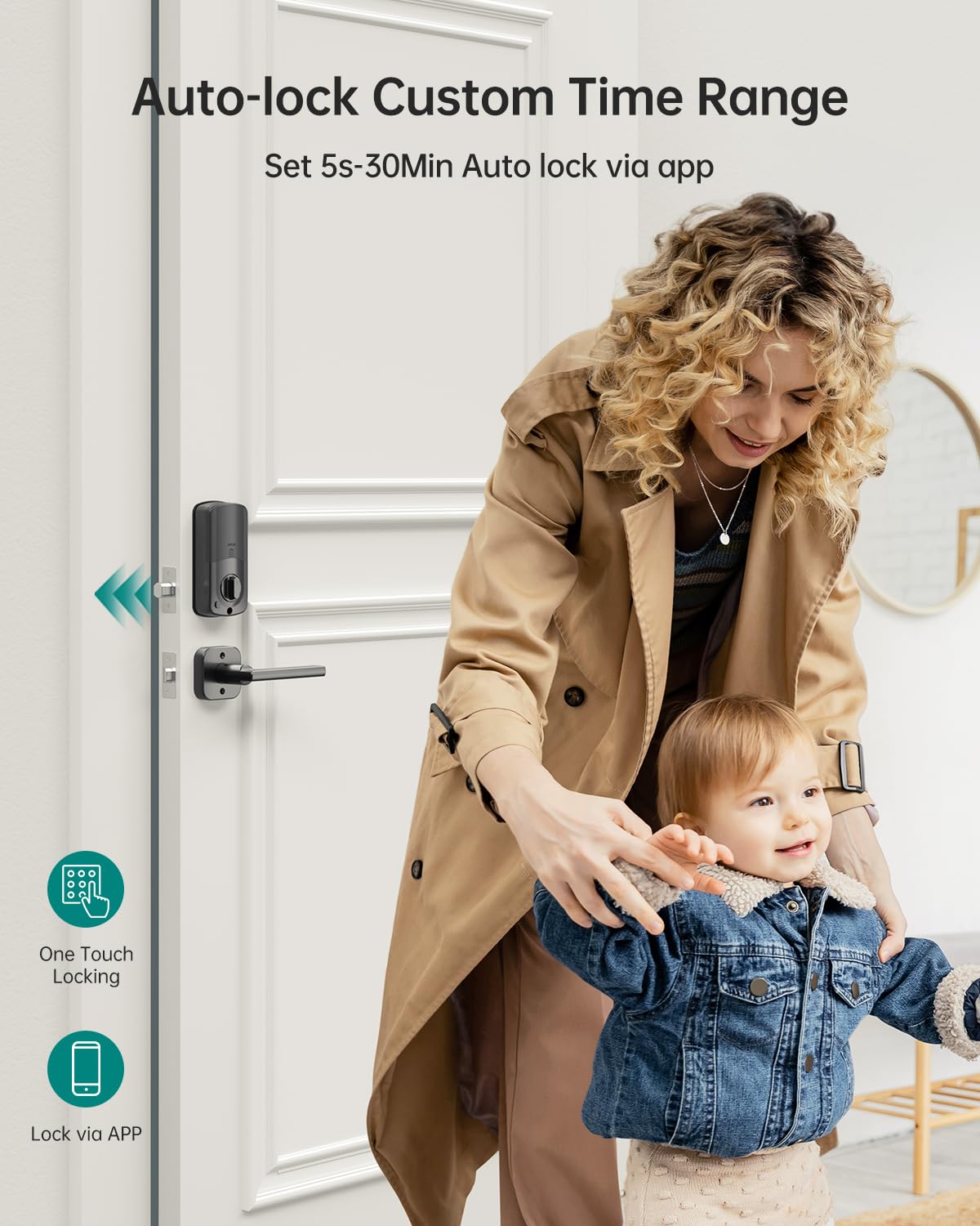 Uyf Wifi Smart Lock For Front Door: Keyless Entry Door Lock Deadbolt With Handle Set Fingerprint Electronic Keypad Door Lock Alexa Bluetooth Code Auto Lock For Home Apartment Black