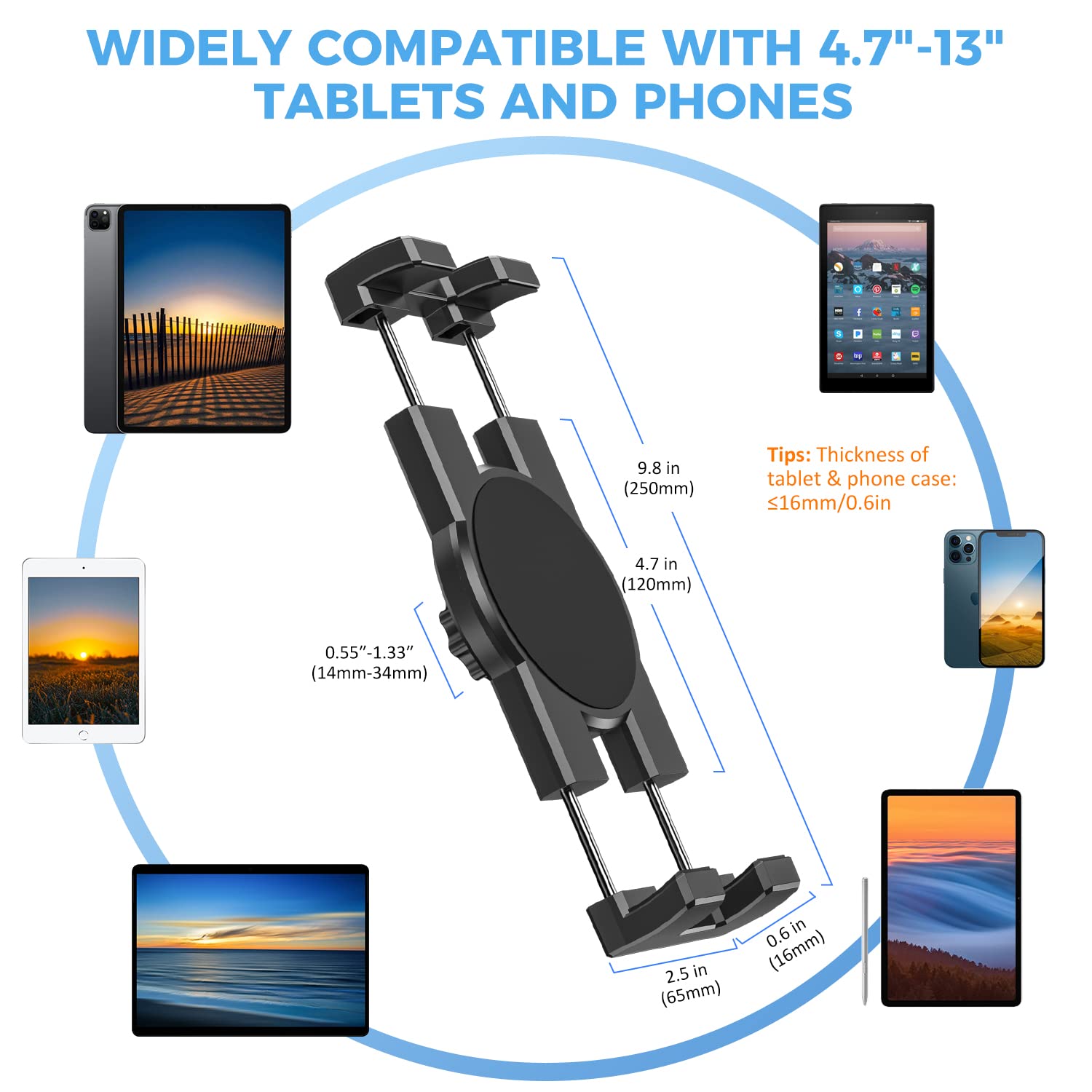 Kdd Tablet Stand Holder, Adjustment Ipad Phone Mount, 27In Long Arm Webcam Stand Projector Camera Mount For Desk, Fit For 4.7"-12.9" Devices, Ipad Pro 12.9 Air Mini, Galaxy Tabs, Switch, Iphone
