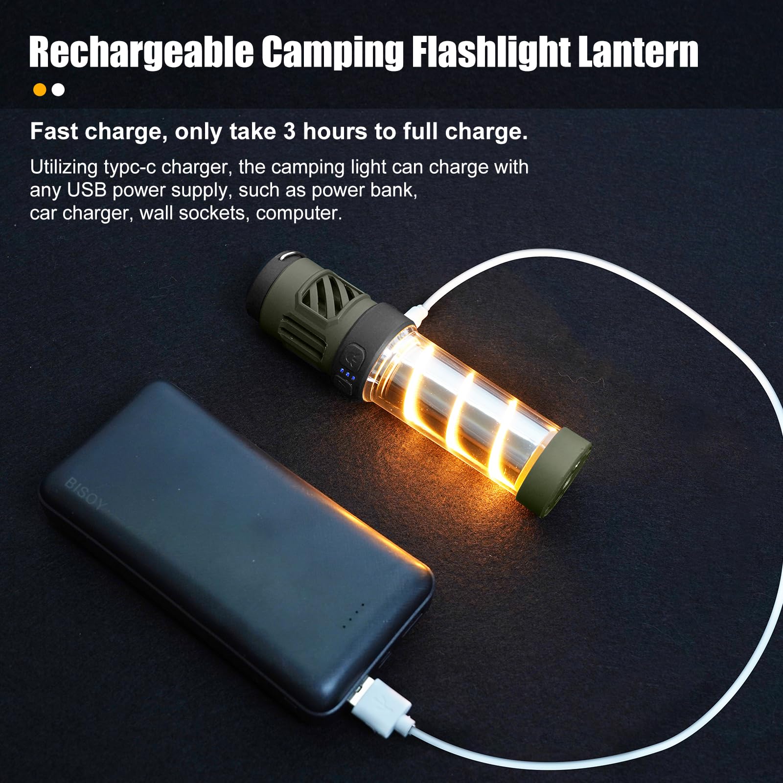 Wssbond Buzz Defense Portable,𝓜𝓸𝓼𝓺𝓾𝓲𝓽𝓸 Repellent, Rechargeable Flashlight Camping Lantern Lights With Dual-Heating, Multifunctional, Waterproof White&Warm Light Lantern For Outdoor Camping(6 Refills)