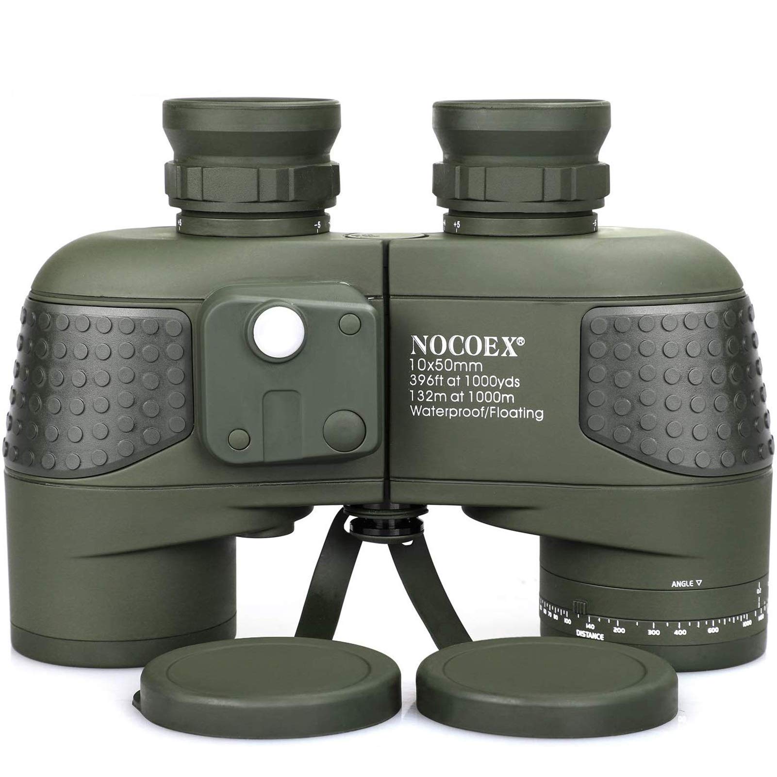 Nocoex 10X50 Marine Binoculars For Adults, Military Binoculars Waterproof With Rangefinder Compass Bak4 Prism Fmc Lens Fogproof For Navigation Boating Fishing Water Sports Hunting