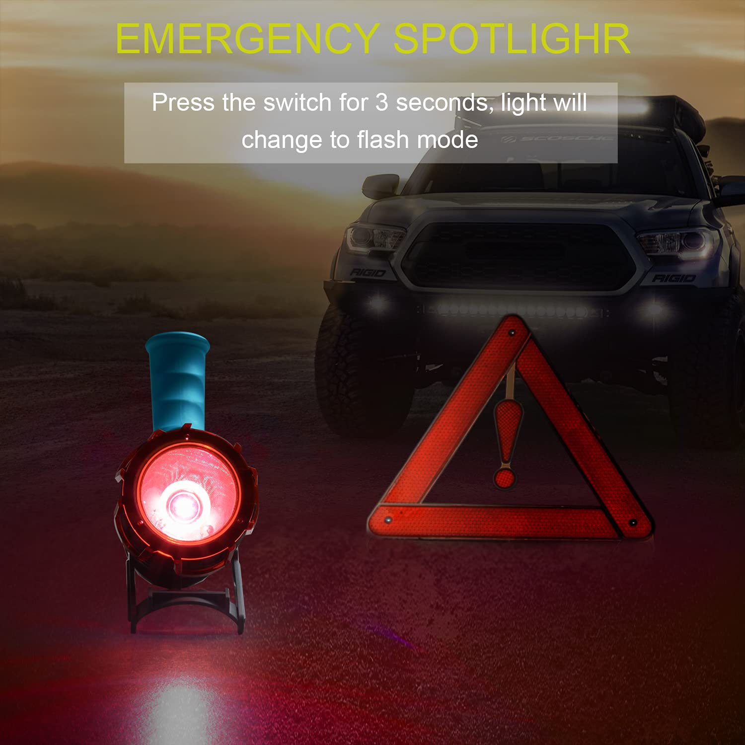Yierblue Rechargeable Spotlight,18W Ipx7 Water-Resistant Flashlight, Super Bright 200000 Lumens Led,10000Mah 20H Ultra-Long Standby,Ideal Spotlight For Boating, Camping, Hiking, Hurricane Survival(Blue)…