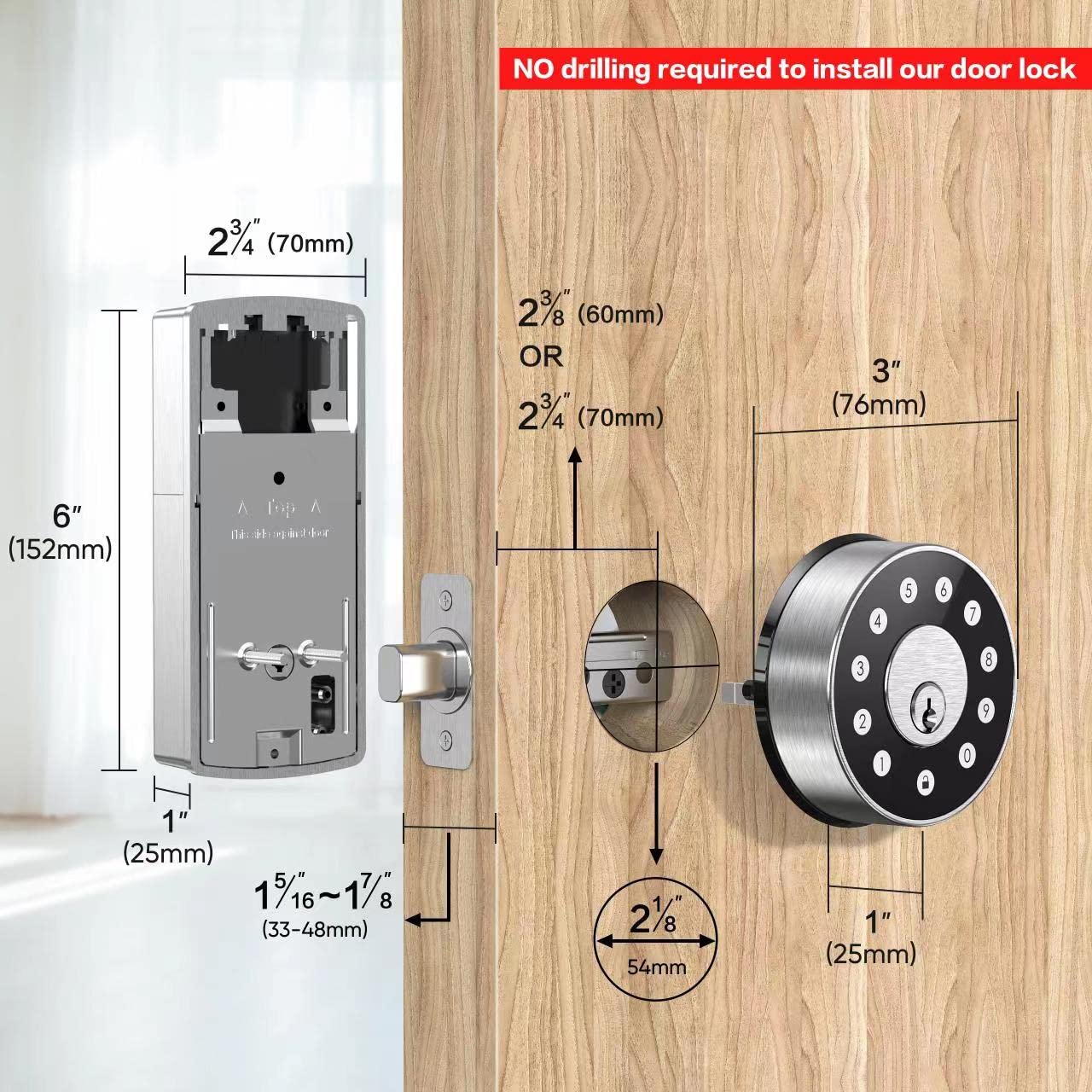 Sifely Keyless Deadbolt Smart Door Lock: Digital Keyless Entry Door Lock For Front Door, Code & Fob Access, App Control, Auto Lock, Easy To Install (Silver)