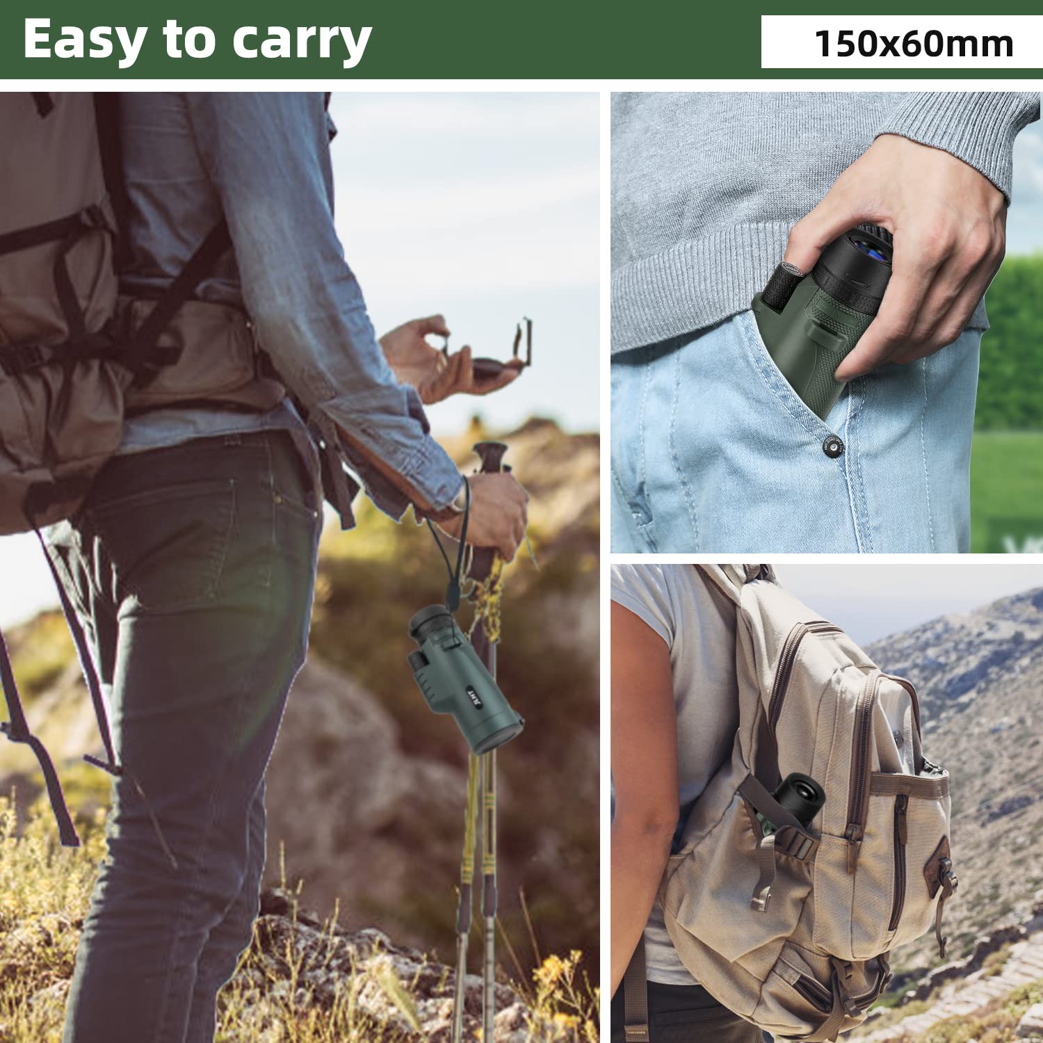 Chicy 40X60 High Power Monocular With Smartphone Adapter, Tripod, Bag - Bak4 Prism And Fmc Lens For Bird Watching, Hunting, Hiking, Camping