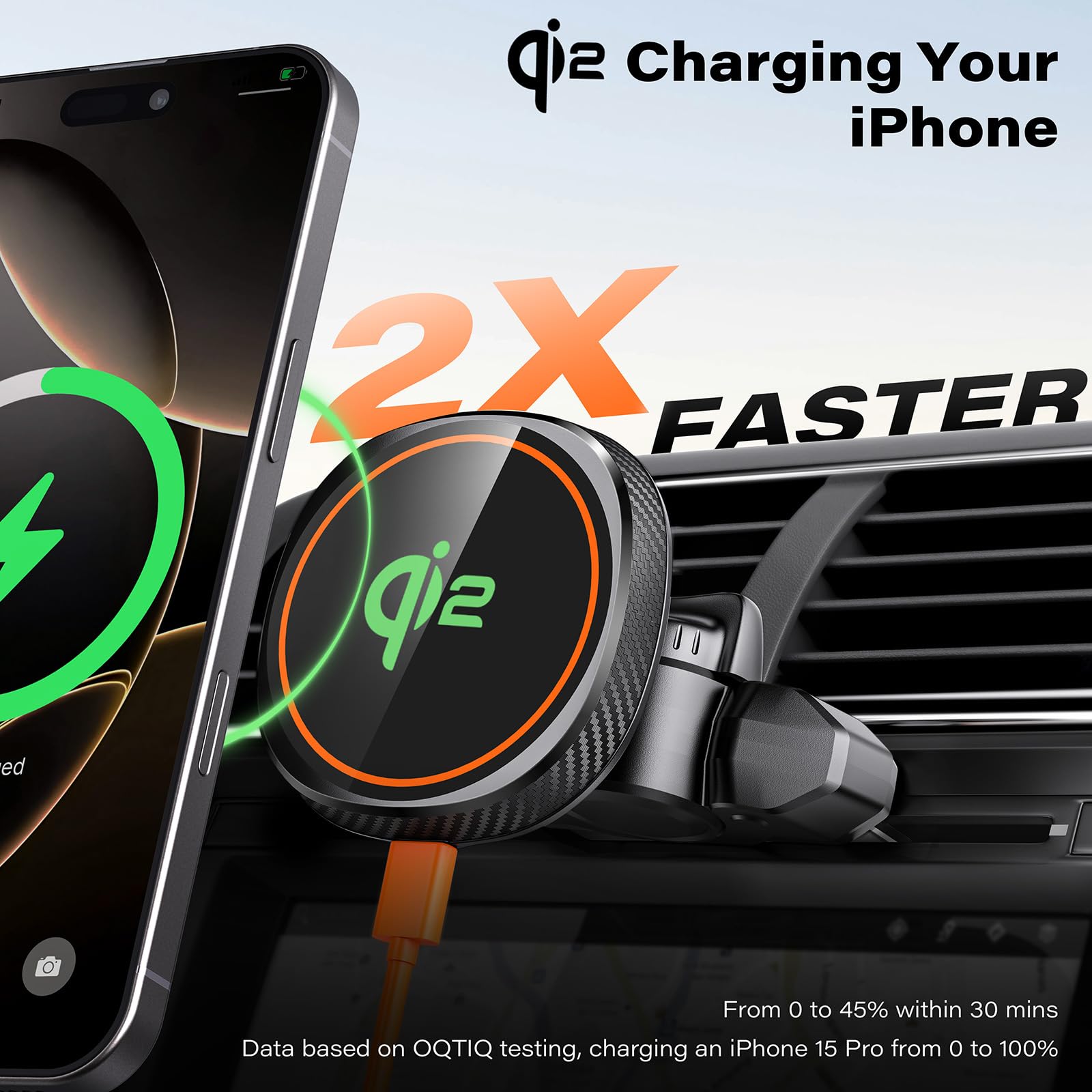 Oqtiq Qi2- Magnetic Wireless Charging Car Mount Cd Phone Holder Compatible With Magsafe Iphone 16-12 Series