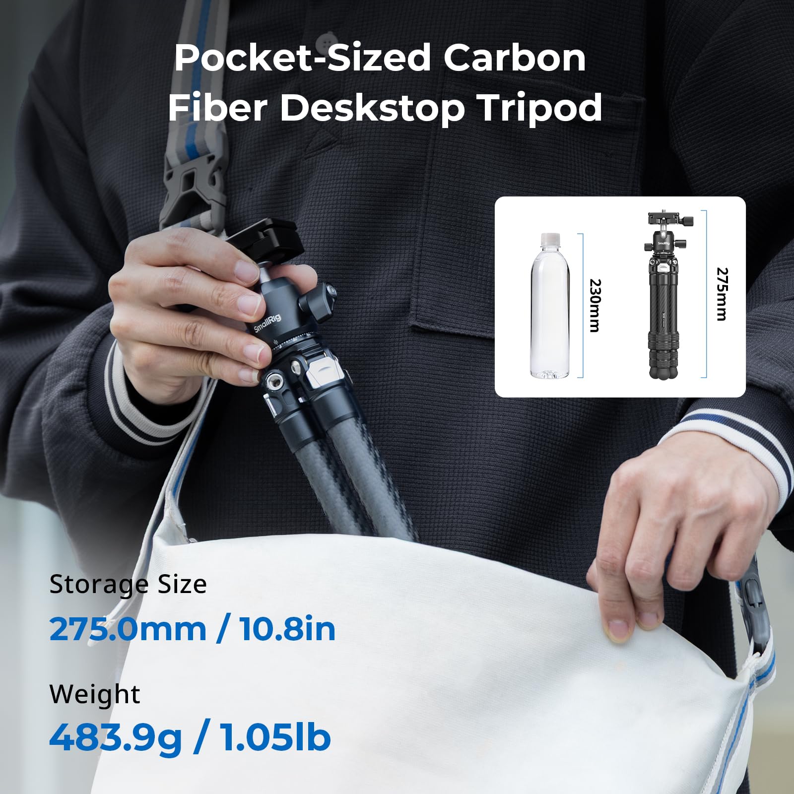 Smallrig Bundle: Lightweight Top Handle, Grip For Dslr Camera Cag 3764+Carbon Fiber Mini Desktop Tripod 5026