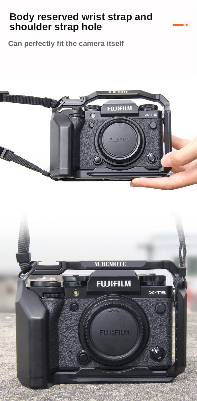 M-Remote Aluminum Alloy Video Camera Cage For Fujifilm Xt5 W Cold Shoe Mount 1/4&3/8 Inch Screw Holes Full Dslr Camera Cage Rig (Xt5-Cage)