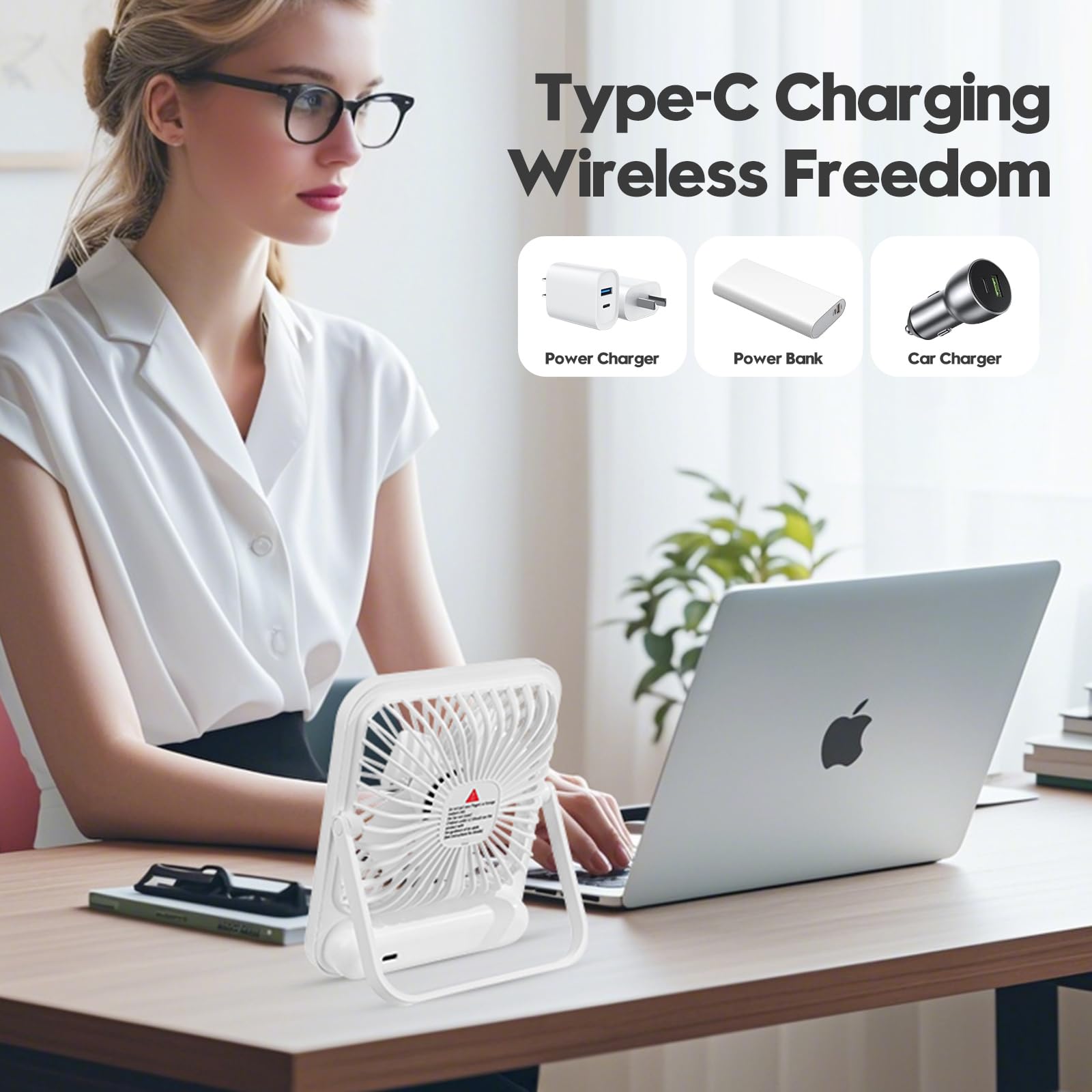 Cruise-Approved Fan Compact Ultra Thin Travel Fan For Sleeping Rechargeable With 180° Rotating