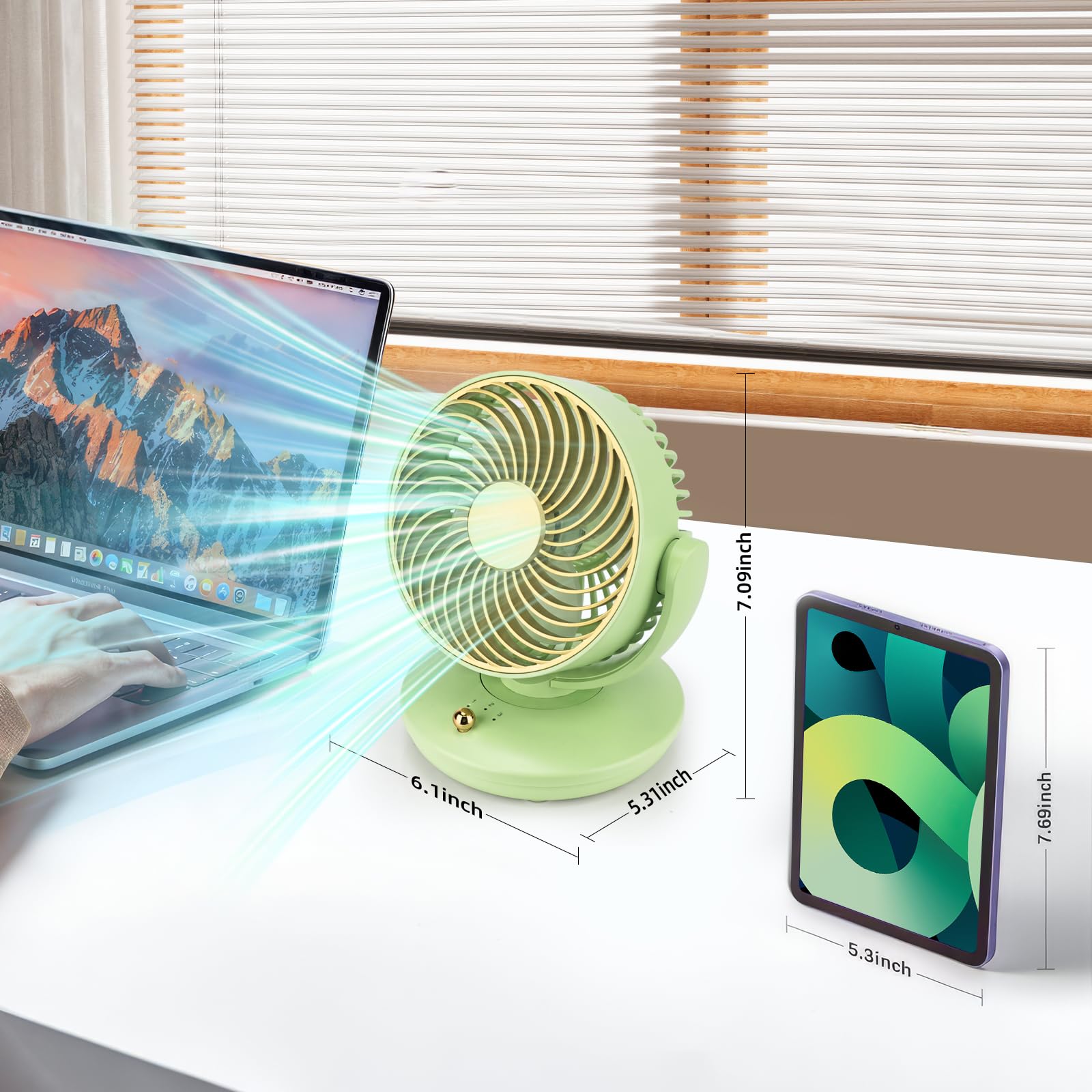 Portable Fan Rechargeable,Battery Operated Small Powerful Personal Fans,Multi-Angle Free Wind Direct