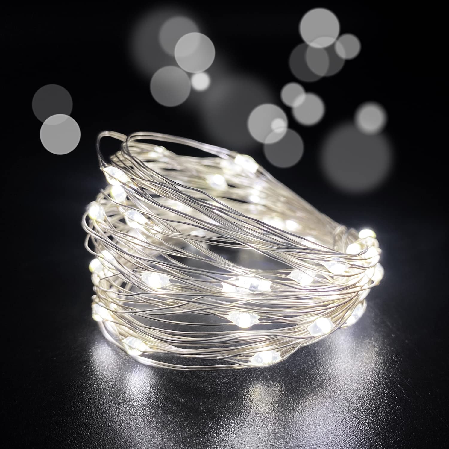 Luna Gift Pack 2 Battery Operated Mini Lights,Indoor Led Fairy Light With Timer 6Hours On/18Hours Off For Wedding Easter Party Decorations,50Count Leds,18Feet Silver Wire (Cold White)