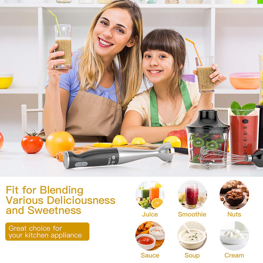 Chinya Immersion Hand Blender, Powerful 4-In-1 Hand Blender,Electric Food Blender With 16Oz Food Chopper, 20Oz San Beaker And Ballon Whisk, Bpa- Hand Mixer Set