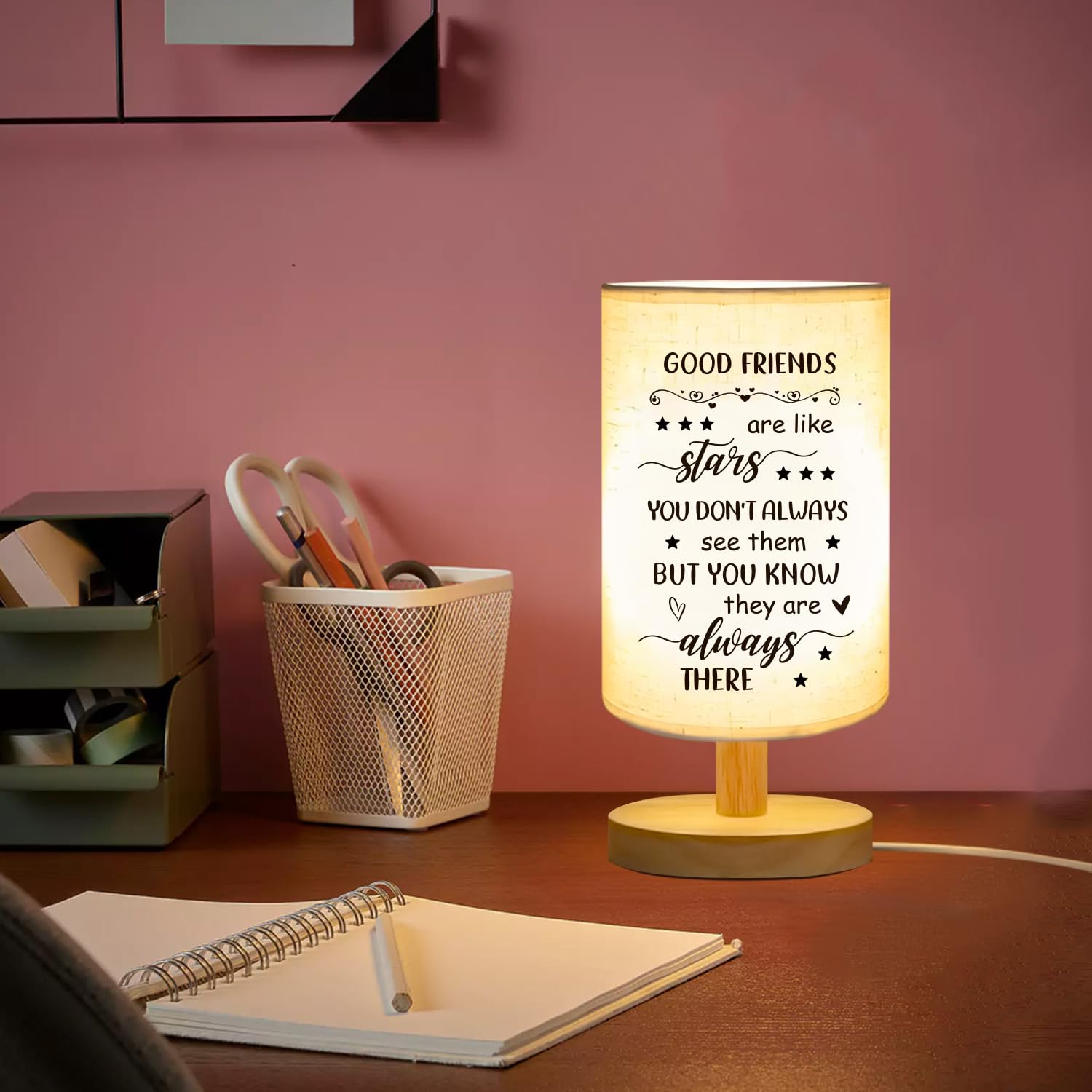 Fenreen My Bestie Friendship For Women Sister Christmas Birthday Sisters Linen Fabric Table Lamp Birthday For Bestie Best Friend Christmas Birthday For Sister
