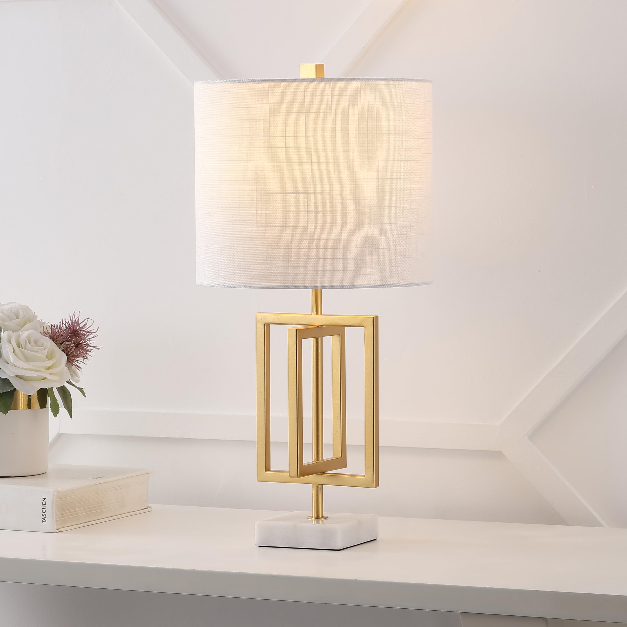 Jonathan Y Jyl1039A Anya 20.25" Metal/Marble Led Table Lamp Glam Contemporary Modern Bedside Desk Nightstand Lamp For Bedroom Living Room Office College Bookcase Led Bulb Included, Gold