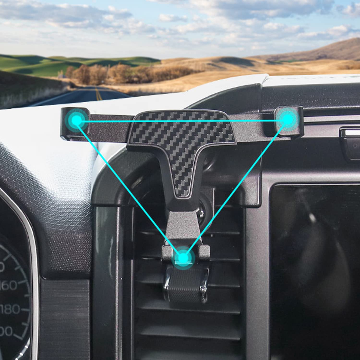 Itrims Car Phone Holder For Ford F-150 F150    Dashboard Mount Cell Phone Cradle Universal Compatible With Most Smartphones Carbon Fiber