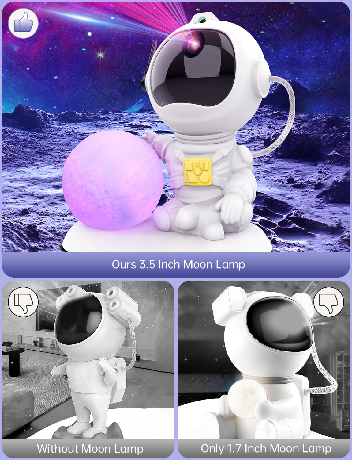 Gdnzduts Astronaut Galaxy Projector, 3 In 1 Star Projector With Remote And Timer, 33 Light Effects, 3.5 Inch Moon Lamp Led Night Light For Kids Room, Home Decor,  For Girls Boys Kids Teens Birthdays