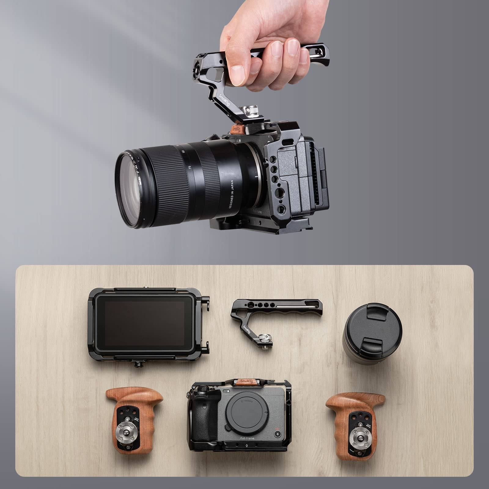 Smallrig Top Handle With Locating Holes For Arri For Camera Cage, Ergonomic Design, With Anti-Off Designed Cold Shoe Adapter - 2165C