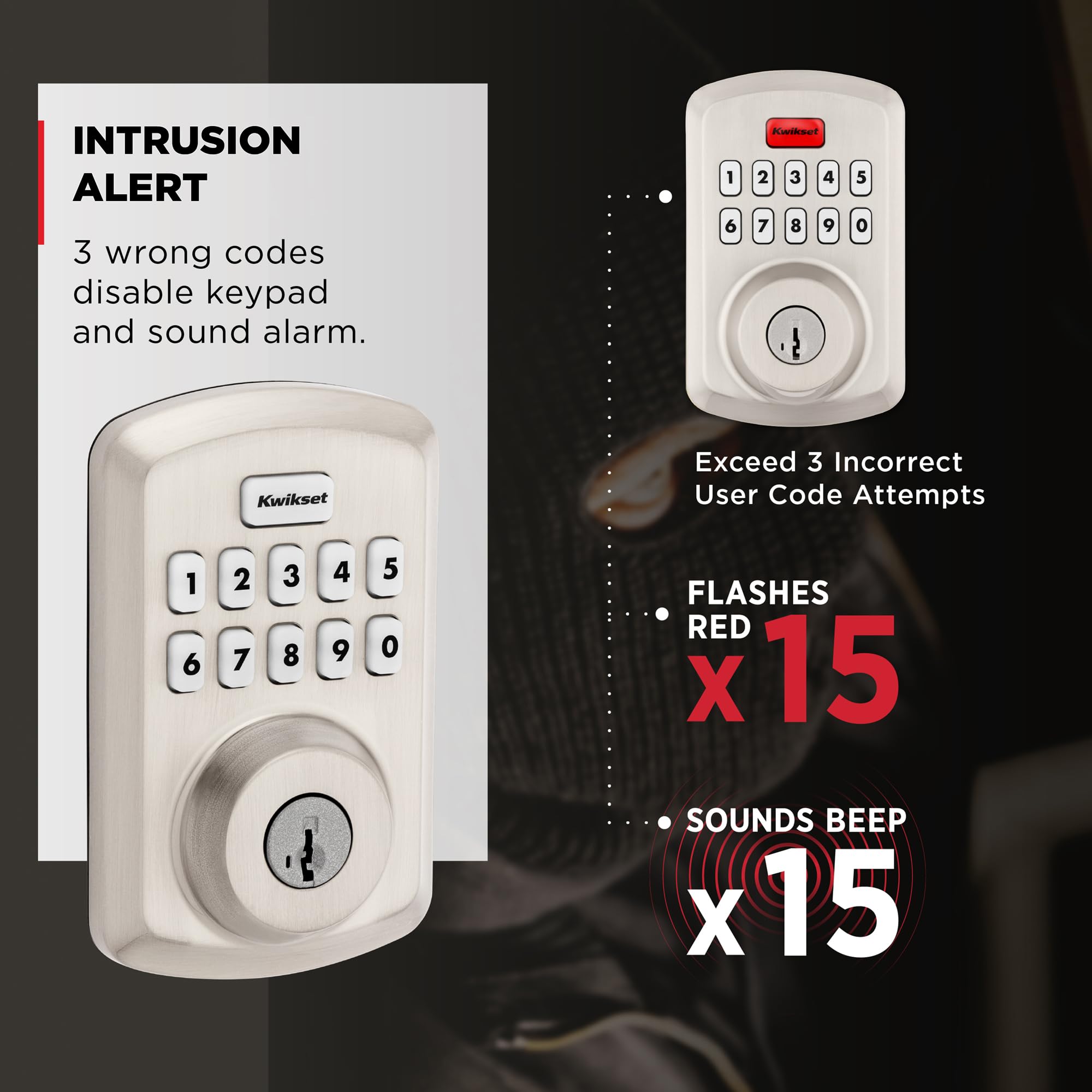 Kwikset Powerbolt 250 10-Button Keypad Satin Nickel Transitional Electronic Deadbolt Door Lock, Featuring Convenient Keyless Entry, Customizable User Codes And Auto Locking