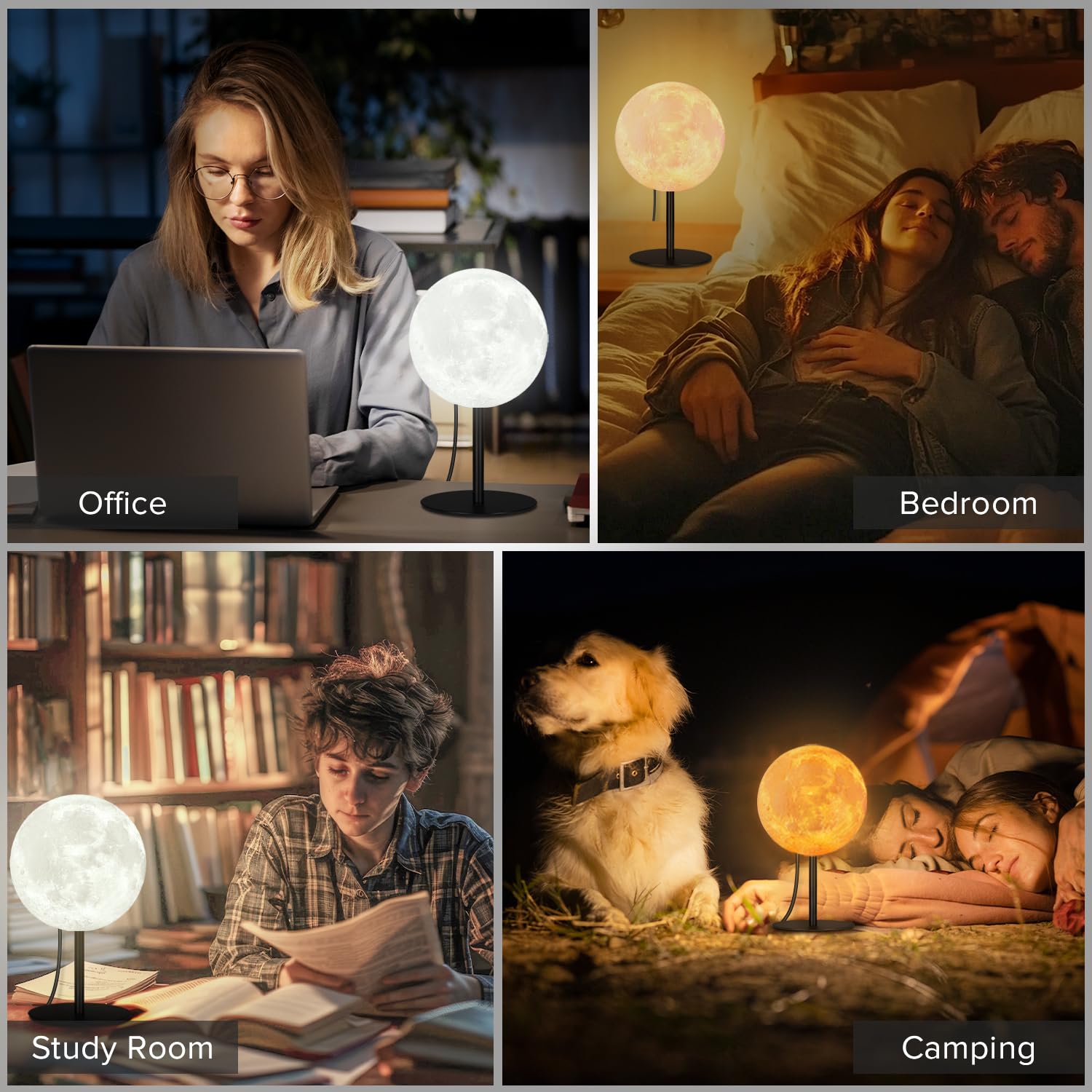Ehobroc Moon Lamp Bedside Table Lamp, Dimmable Bedside Lamp With 30 Modes, Moon Night Light Small Table Lamp For Bedroom, Kids Room, Office, Desk Lamp Nightstand For Girls Boys Teen Women Birthday-2Pack
