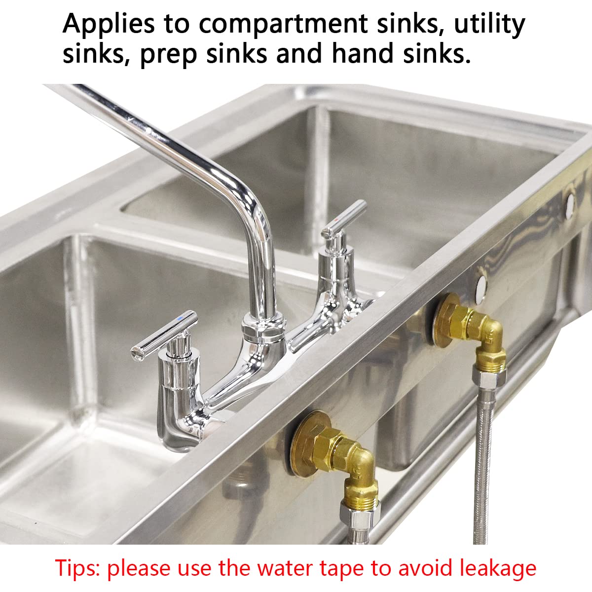 Abboraunt Wall Mount Faucet Installation Kit, Faucet Mounting Kit For Commercial Kitchen Faucet Backsplash Mount Connector Adapter Set On Stainless Steel Compartment Prep & Utility Sink