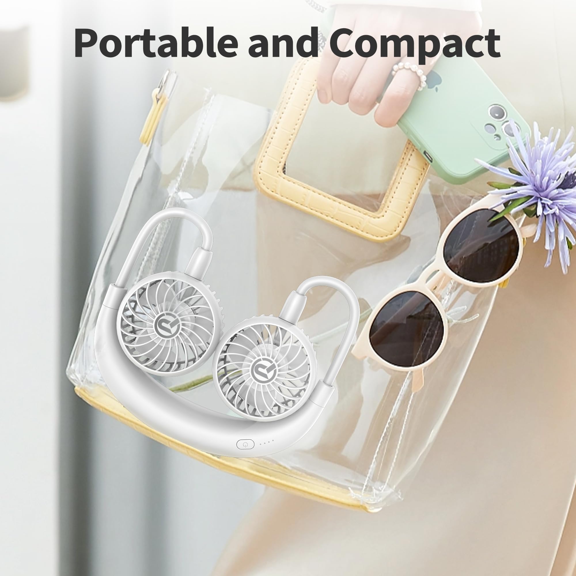 Panergy Portable Neck Fan Rechargeable Hand Free Personal Fan Mini Wearable Battery Operated Usb Fan