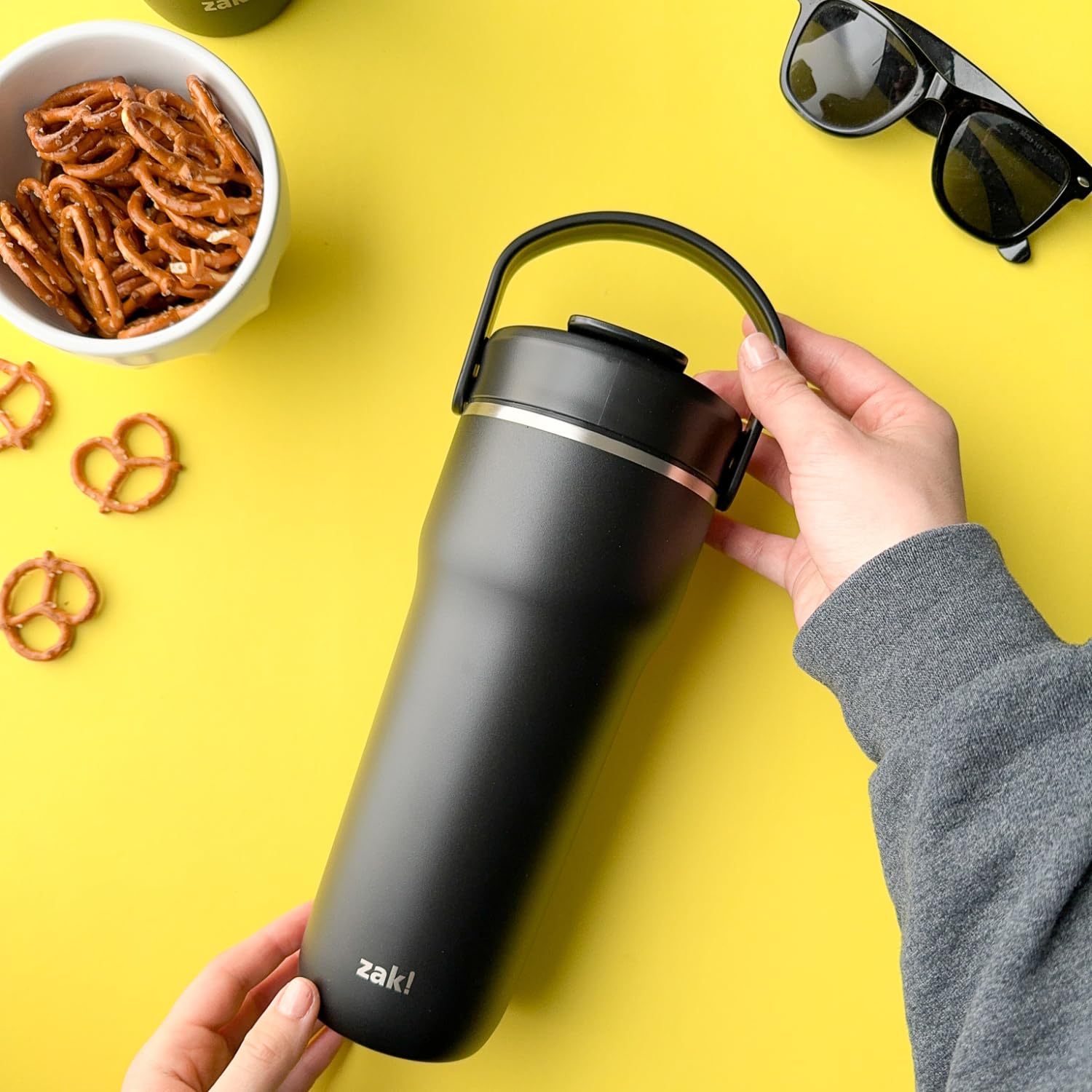 Zak Designs Harmony 2-In-1 Coffee Tumbler For Travel Or At Home, 30Oz Recycled Stainless Steel