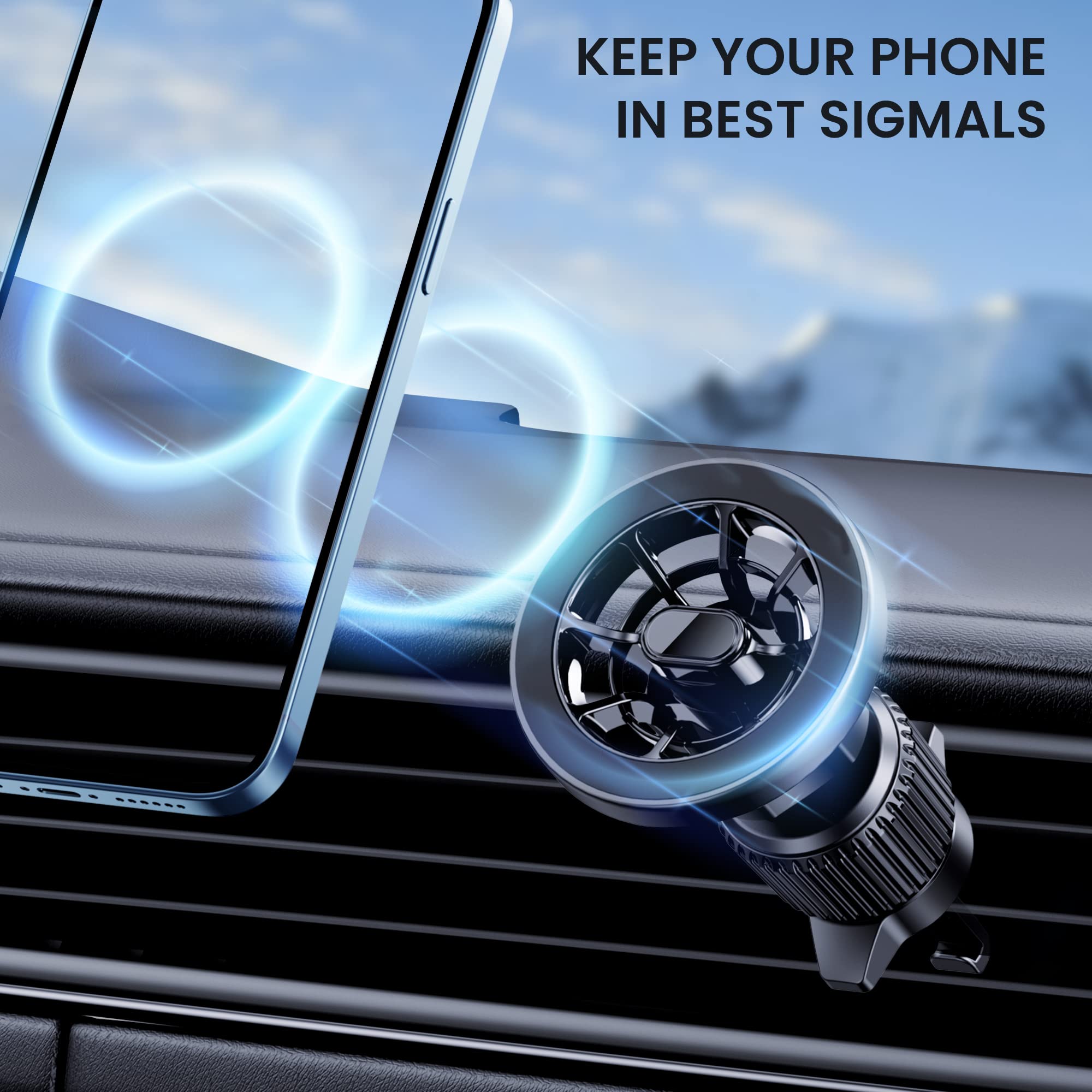 Pgu For Magsafe Car Mount, [Strongest Magnets][Unlimited Angles] Magnetic Phone Holder For Car Vent Cell Phone Holder Car Mount For Iphone 12/13 /14 Pro Max Mini Magsafe Case All Phones