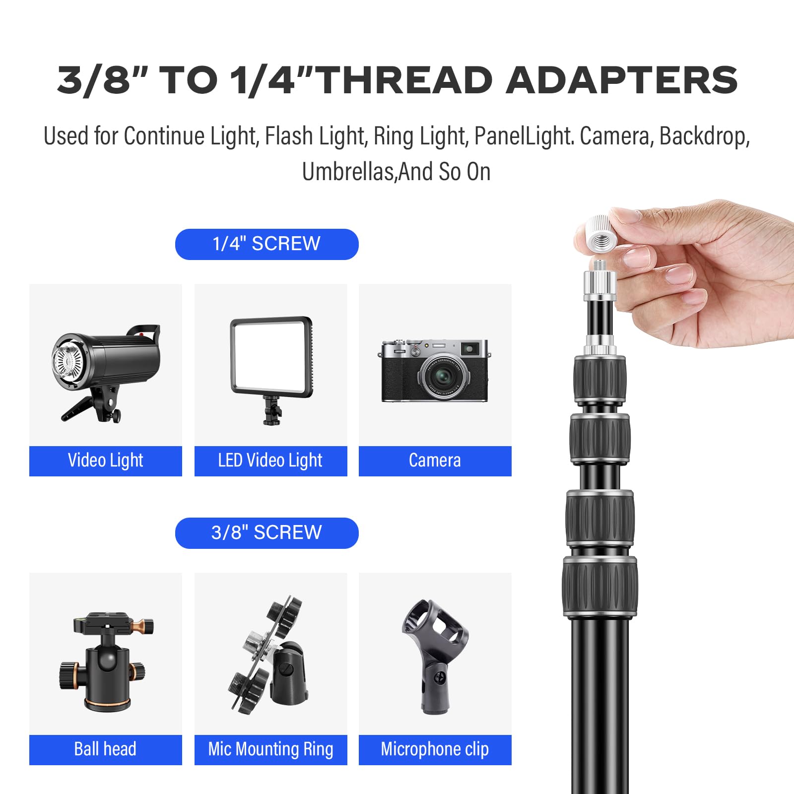 Soonpho Travel Light Stand 86.6In / 2.2M Carbon Fiber Sturdy Light Weight Portable Tripod Light Stand With Carry Bag For Photography Outdoor Shooting Speedlight Reflector Ring Light (Black-Aluminum Alloy)