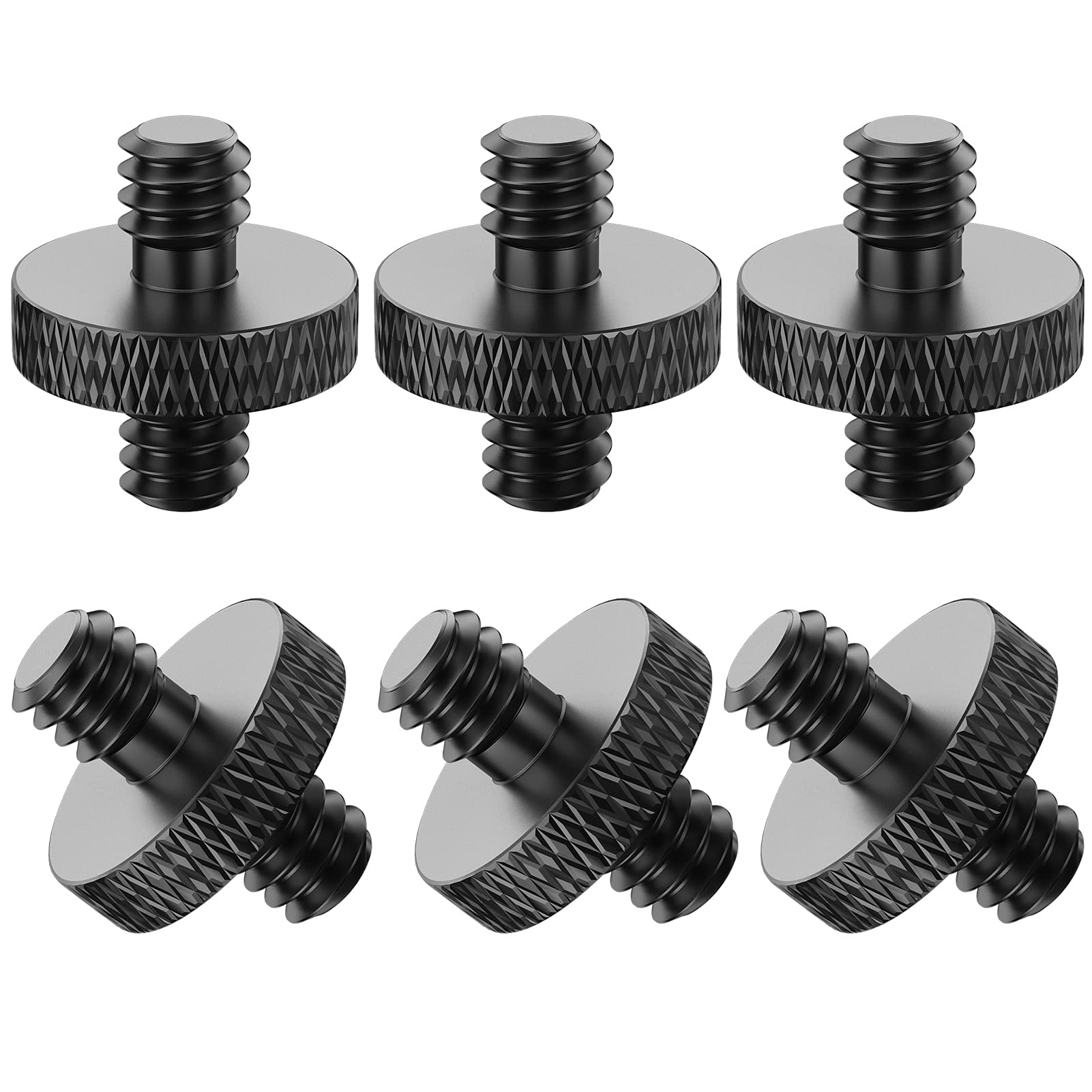 Rigych 1/4 Male To 1/4 Male Threaded Tripod Screw Adapter - 6 Pcs (Black) For Dslr, Mic Stand, Camera Cage & Shoulder Mount