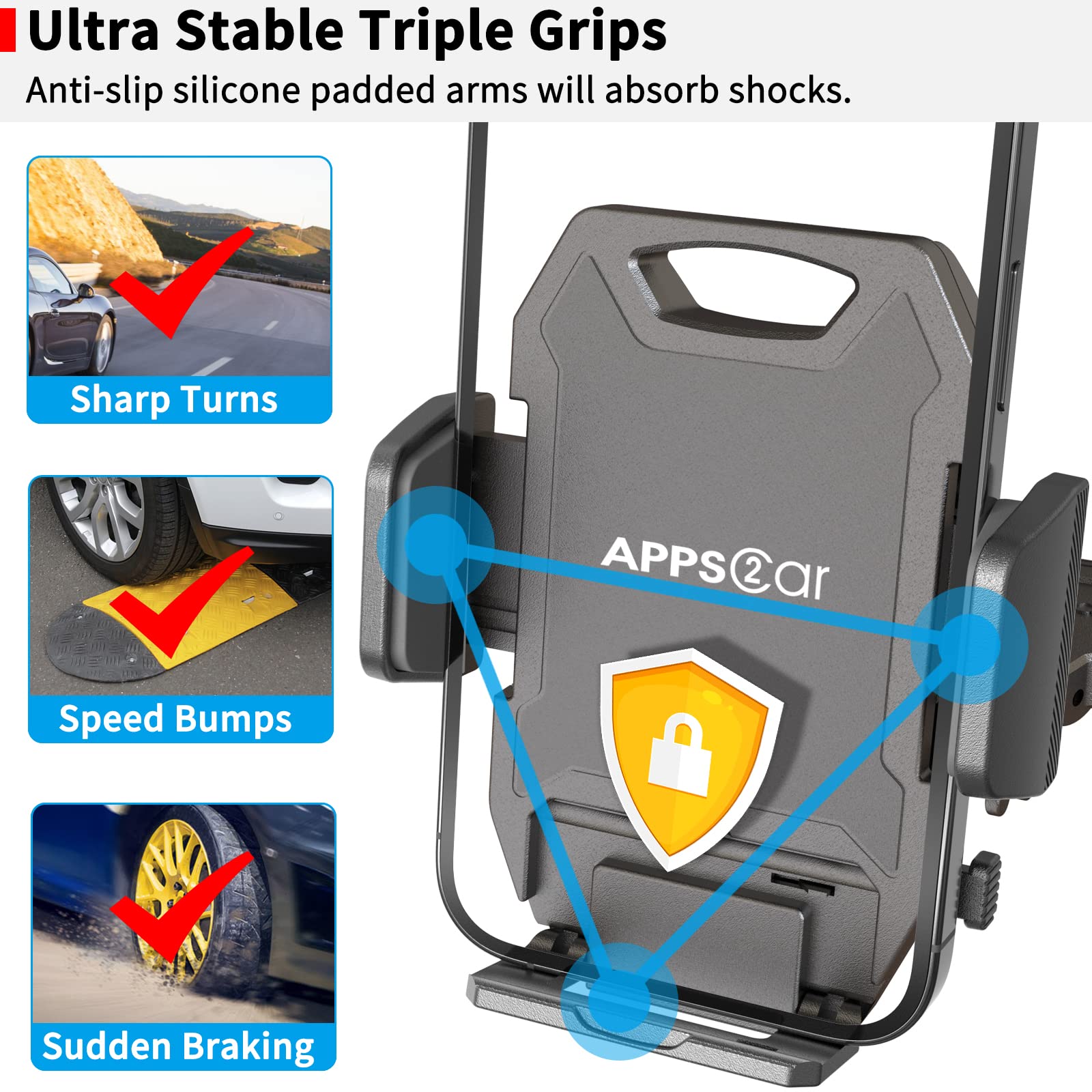 Apps2Car Sturdy Cd Slot Phone Mount With One Hand Operation Design, Hands- Car Phone Holder Universally Compatible With All Iphone & Android Cell Phones, For Smartphone Mobile