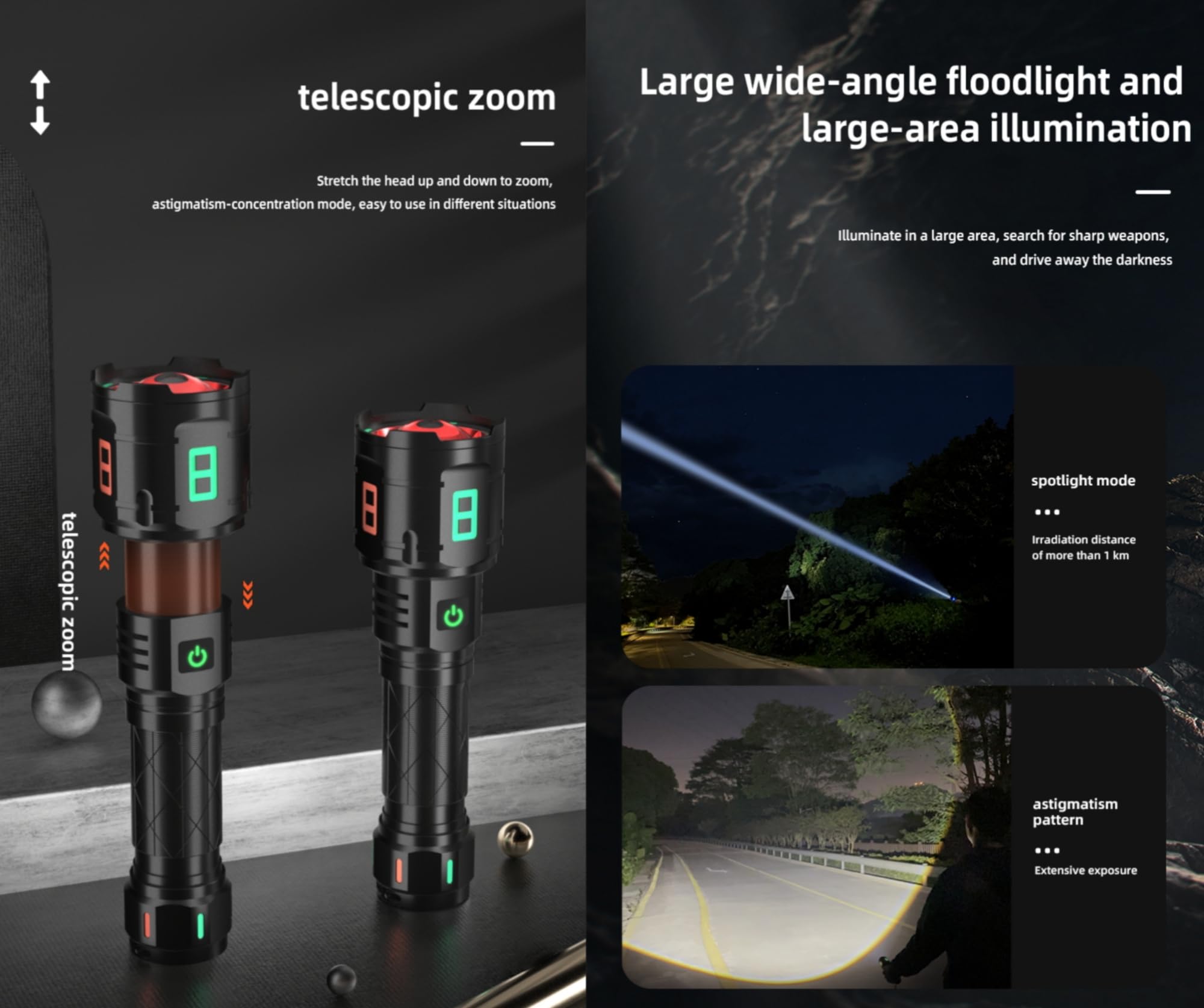 Kindlethefire Rechargeable Military Flashlight, 220,000Lm Powerful Tactical Flashlight, 5000 Mah Led Variable Focus, Up To 50 Hours Of Continuous Use, For Camping Expeditions And Emergencies