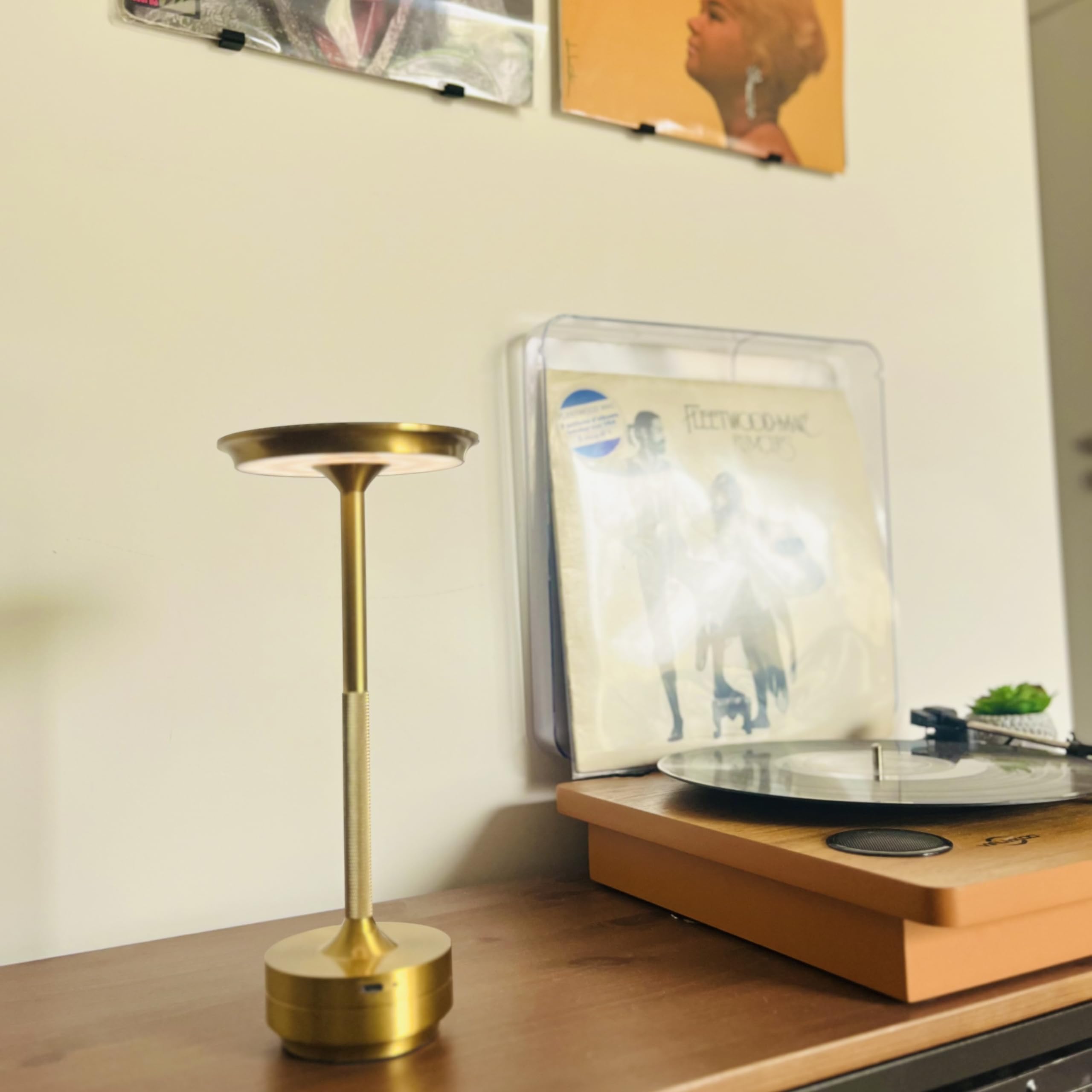 Bulbly Elegant Rechargeable Dimmable Waterproof Metallic Touch Led Cordless Table Lamps For Stylish Homes And Upscale Restaurants - Portable, Usb-C Charging, Perfect For Indoor/Outdoor (Gold)