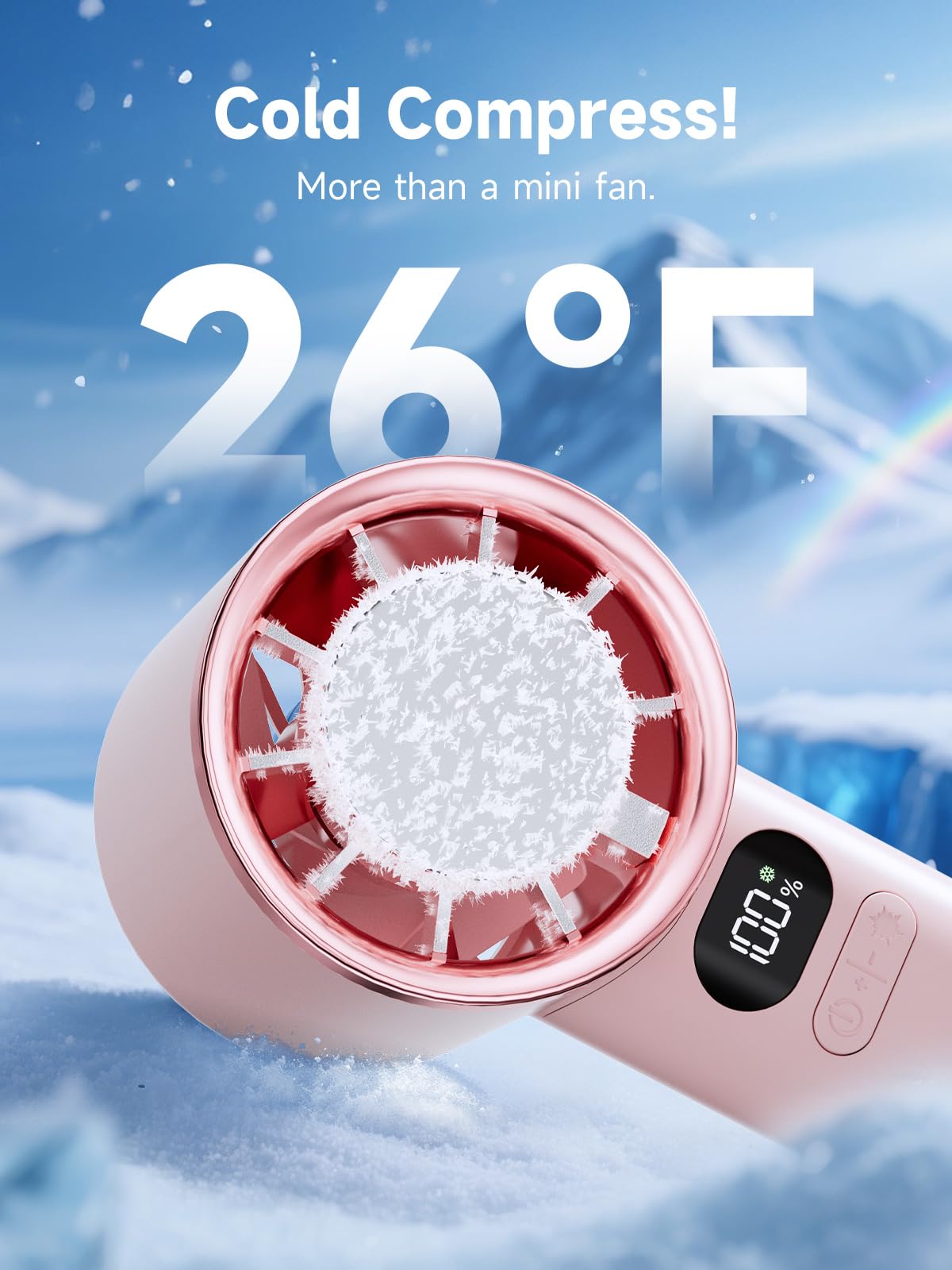 Portable Handheld Fan With Ice Cooling Pad, Speed(1-120) Adjustable Turbo Mini Fans, 4500Mah Battery