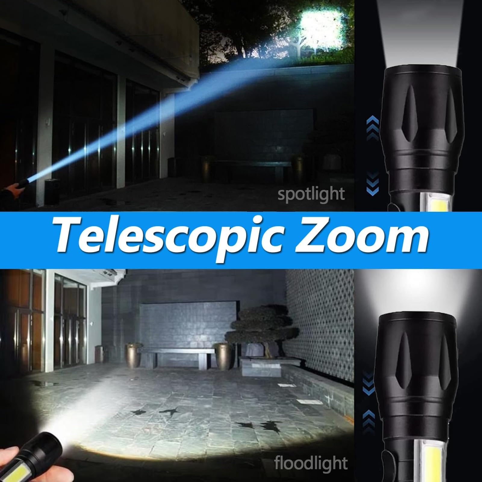 Shineunique Mini Flashlight High Lumens Rechargeable, Small Flashlights 3 Modes, Pocket Flashlight With Clip,Zoomable, Waterproof, Adjustable Brightness Flash,Camping, Hiking,Emergency (Mini A)
