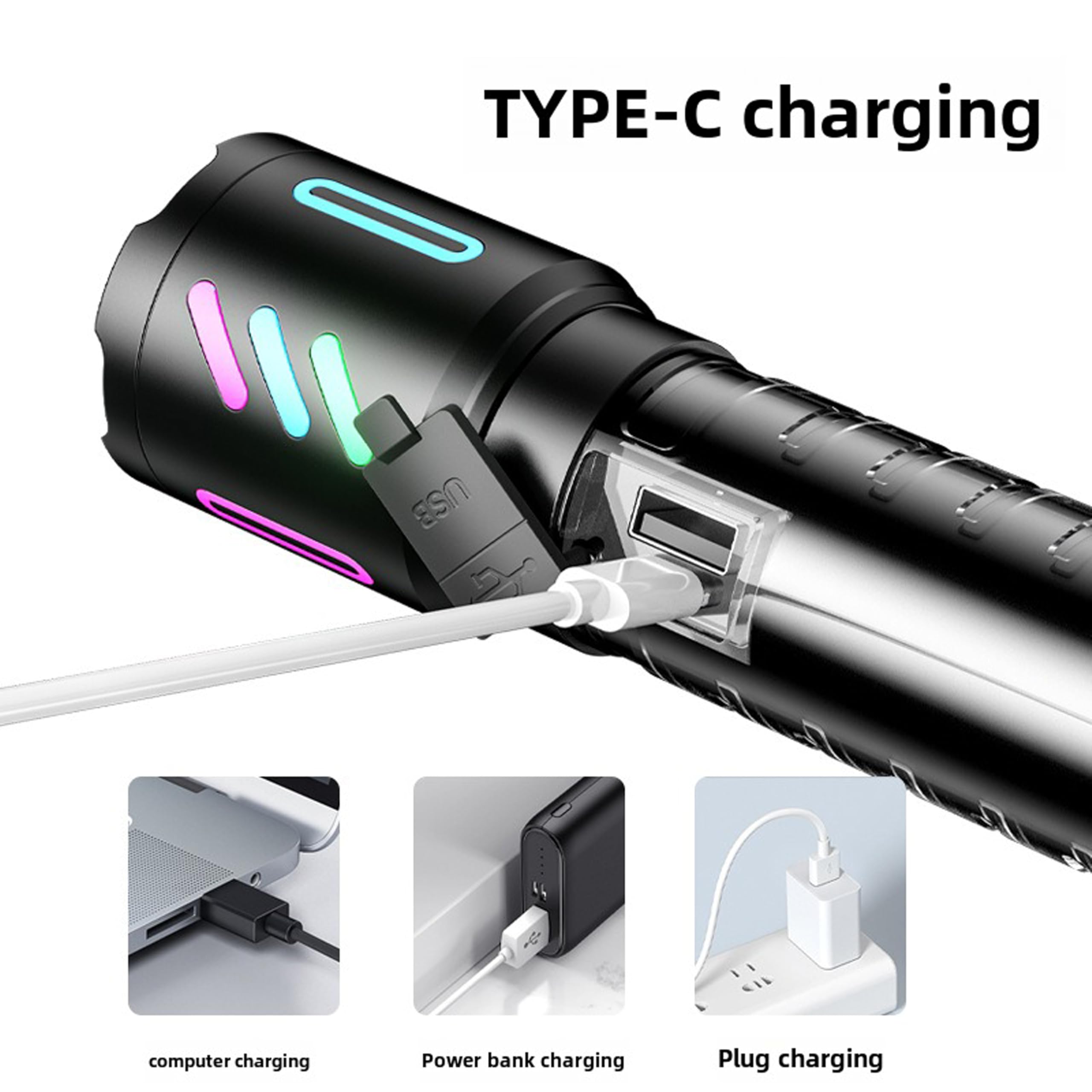 Xanadx Rechargeable Flashlights, 2,000,000 Lumen Light,Handheld Led Flashlight 5 Modes, Ipx6 Waterproof Powerful Utility Flashlight For Emergencies, Camping, Hiking (Xn519N), Black, Xa519N
