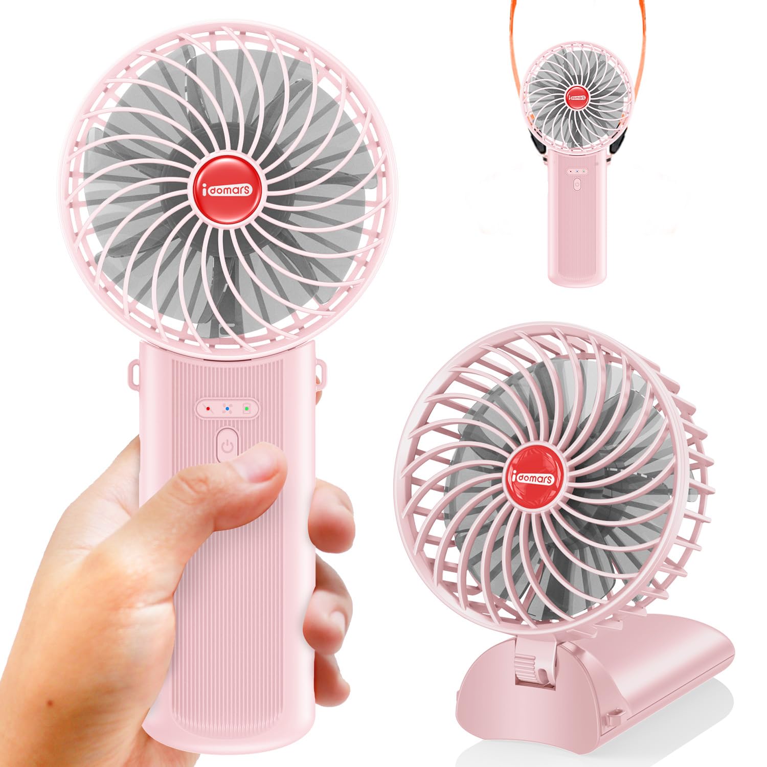 Small Portable Fan Handheld And Rechargeable: Pink Mini Hand Fans 4 Speeds Adjustable Cool Air Wind - Koospark