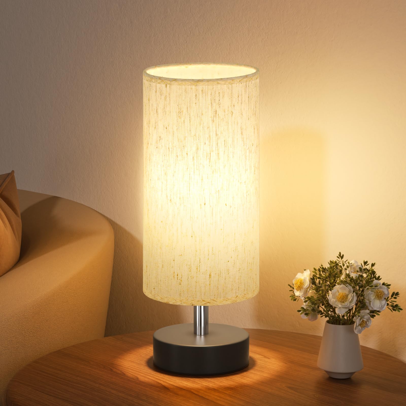 PartageiZ Small Table Lamp for Bedroom - Bedside Lamps for Night Stands, Minimalist Nightstand Light Lamp - Koospark