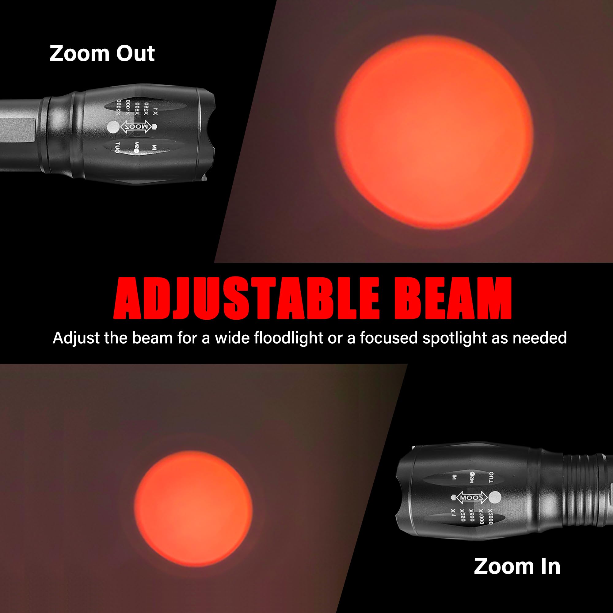 Ploarnovo Red Light Flashlights - Single Mode Zoomable Red Led Flashlights For Astronomy, Aviation, And Night Observation (4)