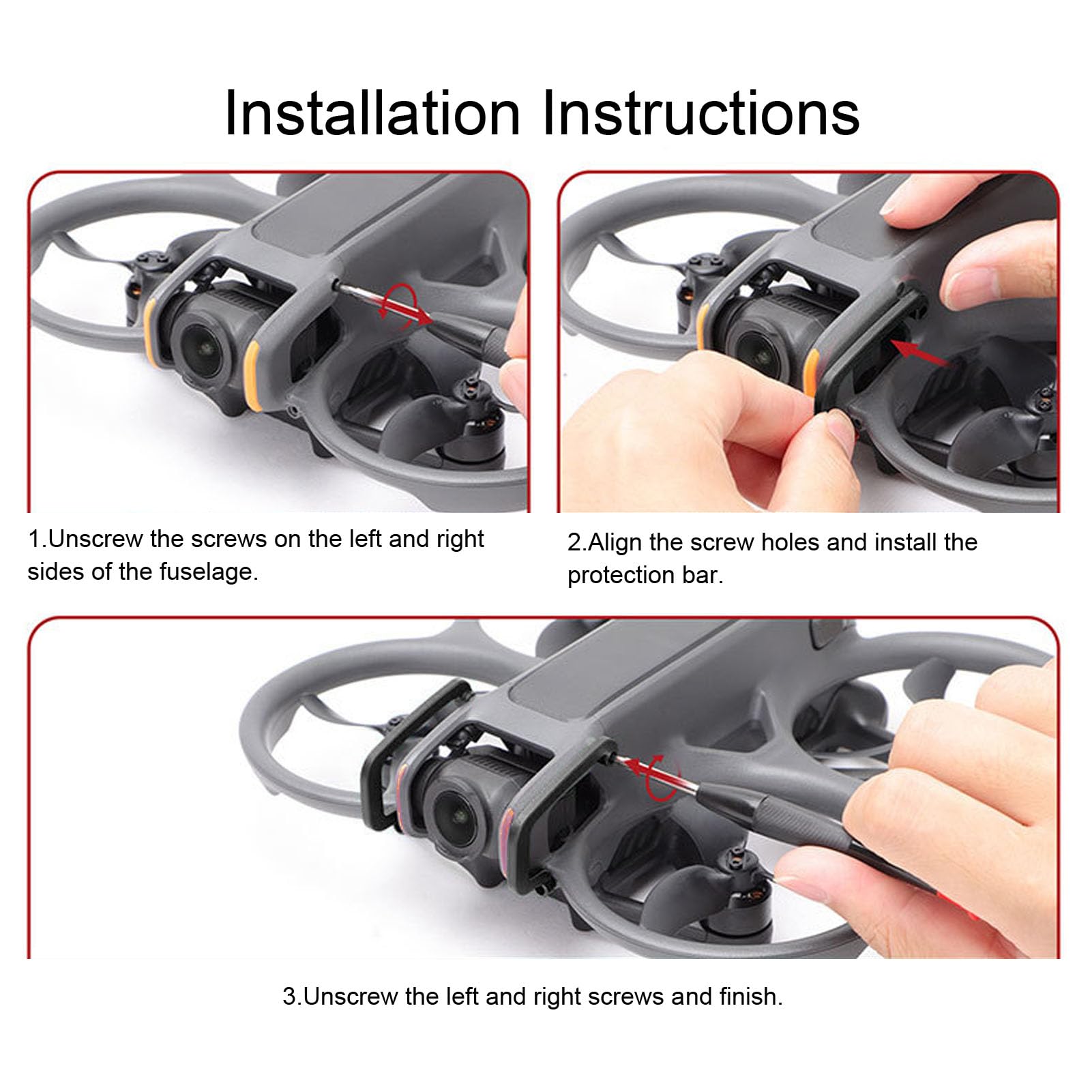 Yuezhongoo Drone Camera Stabilizer Bumper Lens Protector Bar Aluminum Alloy Anti Collision Drone Bumper For Avata 2 (Black)
