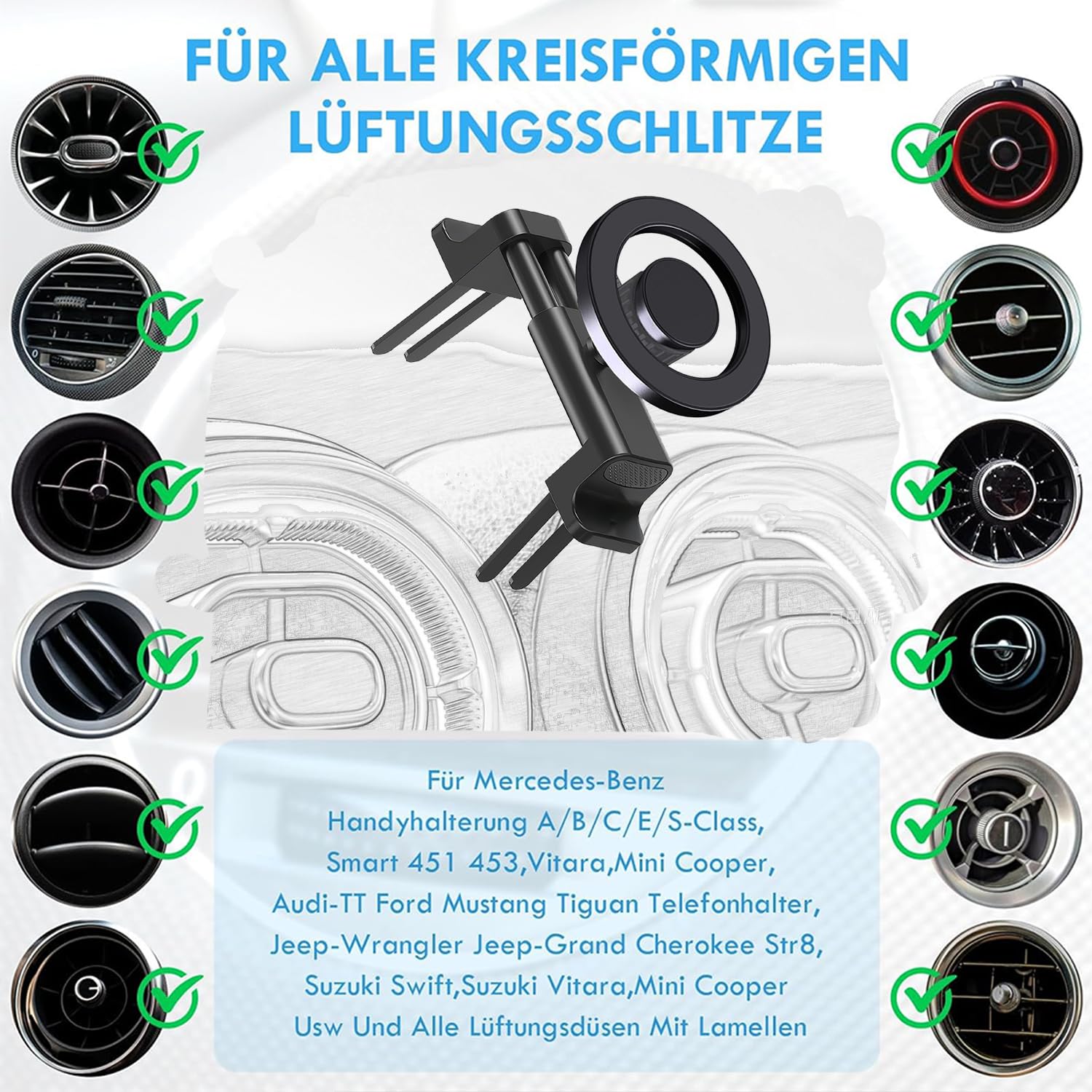 Icailin Car Vent Phone Mount Design For Mercedes Benz Gla/Glc/Gle/Gls/Glb-Class, C/E/S/B/A-Class,W205/W206, Car Mount, Mini Cooper Phone Holder, Mercedes Benz/Mini Cooper Car Accessories