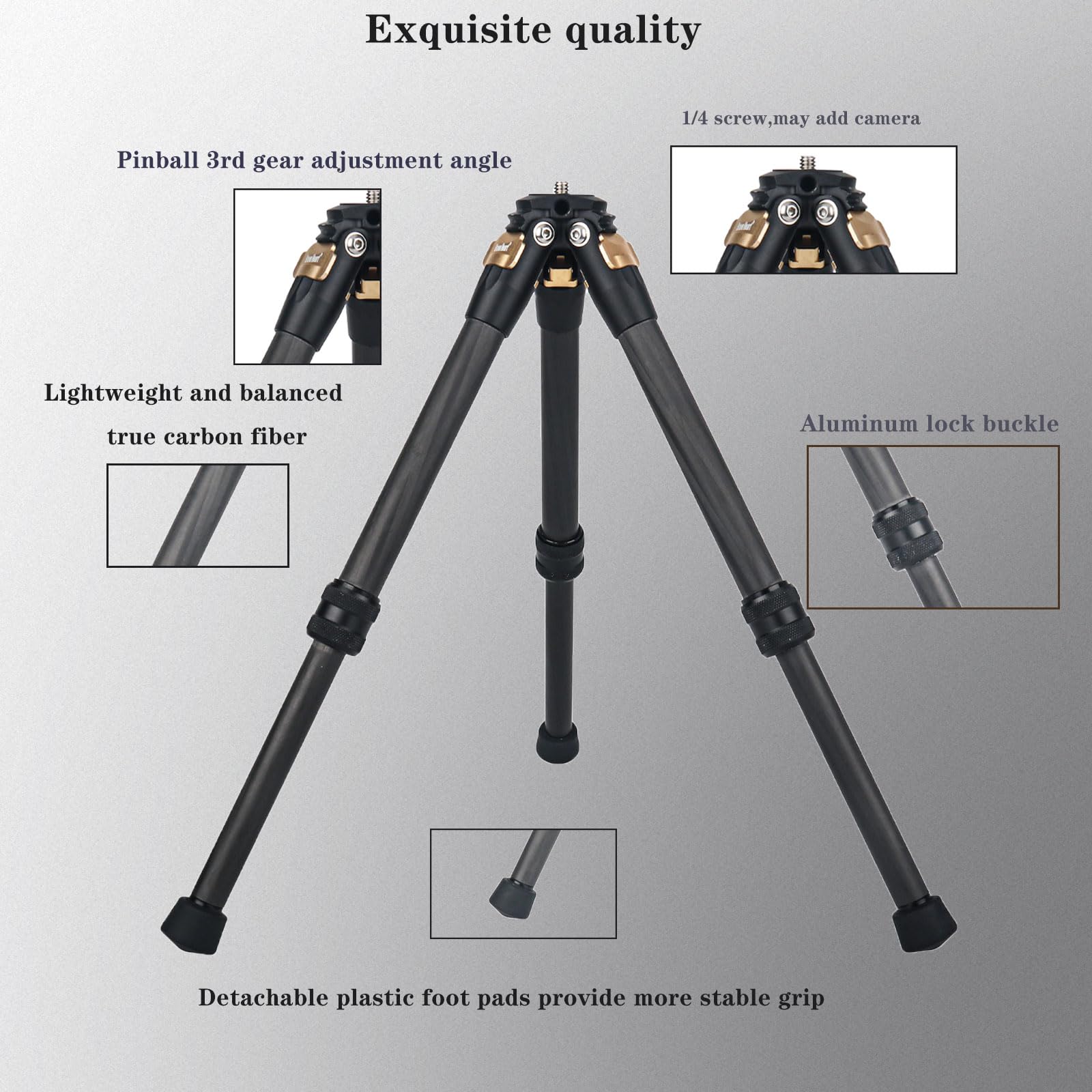 Brave Heart Universal Portable Stand Mount Holder Carbon Fiber Mini Tripod For Insta360 X5 Insta 360 X4 X3 X2 X One Rs For Gopro Go Pro Hero 13 12 11 9 8 5 4 3 2 Sjcam Sj4000 Xiaomi Yi Accessories(Gold)