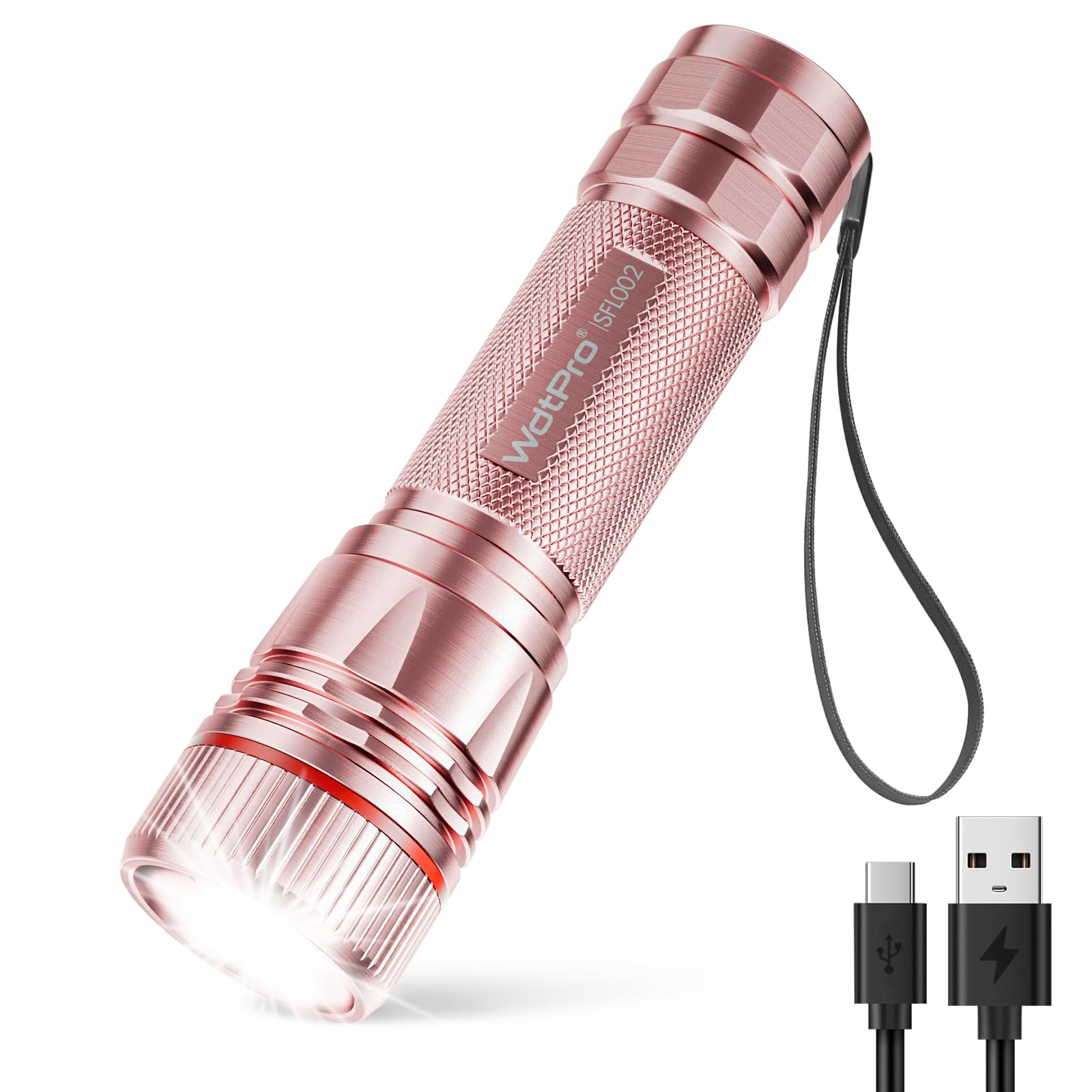 Wdtpro Rechargeable Flashlights High Lumens, 1 Pack Super Bright Led Small Tactical Edc Flashlight With 10H Runtime, Portable Flash Light For Camping, Home, Emergency Essentials Pink(Battery Included)