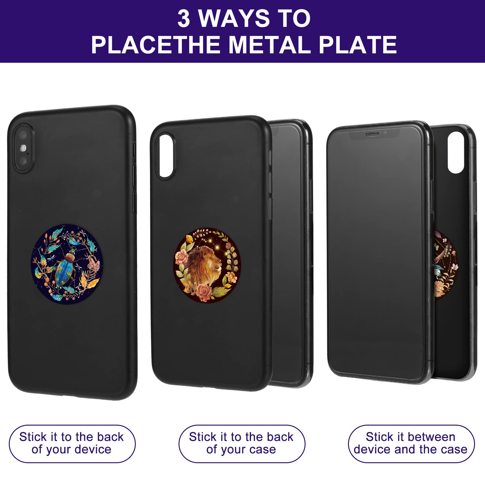 Weewooday 8 Pcs Phone Magnet Car Metal Mount Plate For Cell Holder Compatible With Magnetic Car Mounts Replacement Sticker(Unicorn Style)