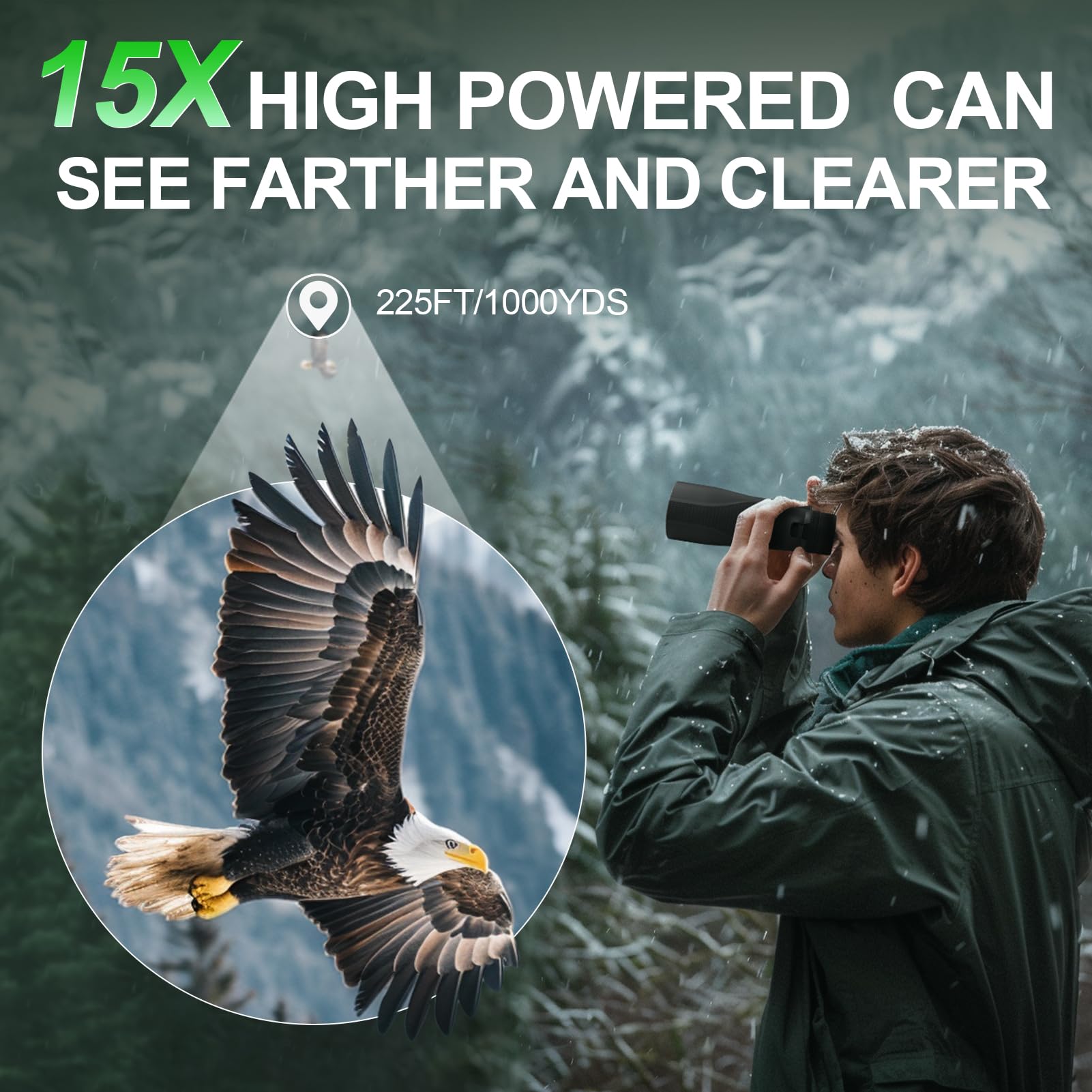 Deesoo 15X56 Hd Binoculars For Adults High Powered: Waterproof Binoculars For Hunting With Large View- Professional Binocular For Bird Watching Travel Hunting Stargazing,Black