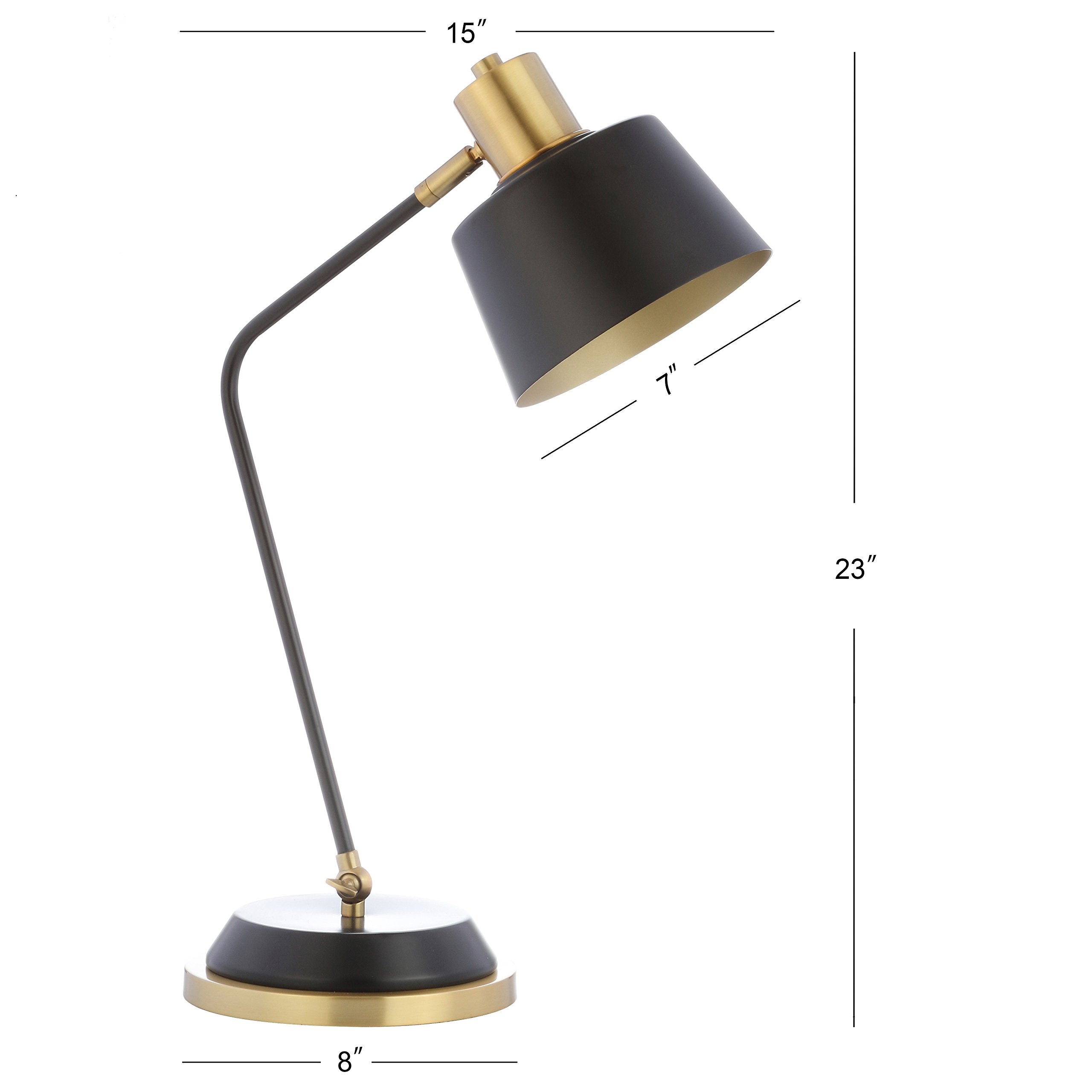 Jonathan Y Jyl6002A Rochelle 23" Metal Led Task Lamp Contemporary,Modern,Transitional For Bedroom, Living Room, Office, College Dorm, Coffee Table, Bookcase, Black/Brassgold