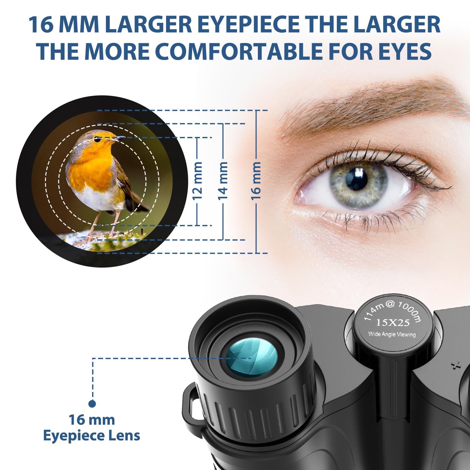 Rodcirant Binoculars 15X25 For Adults,Waterproof Durable & Clear Binoculars With Low Light Night Vision For Sightseeing,Concerts And Bird Watching