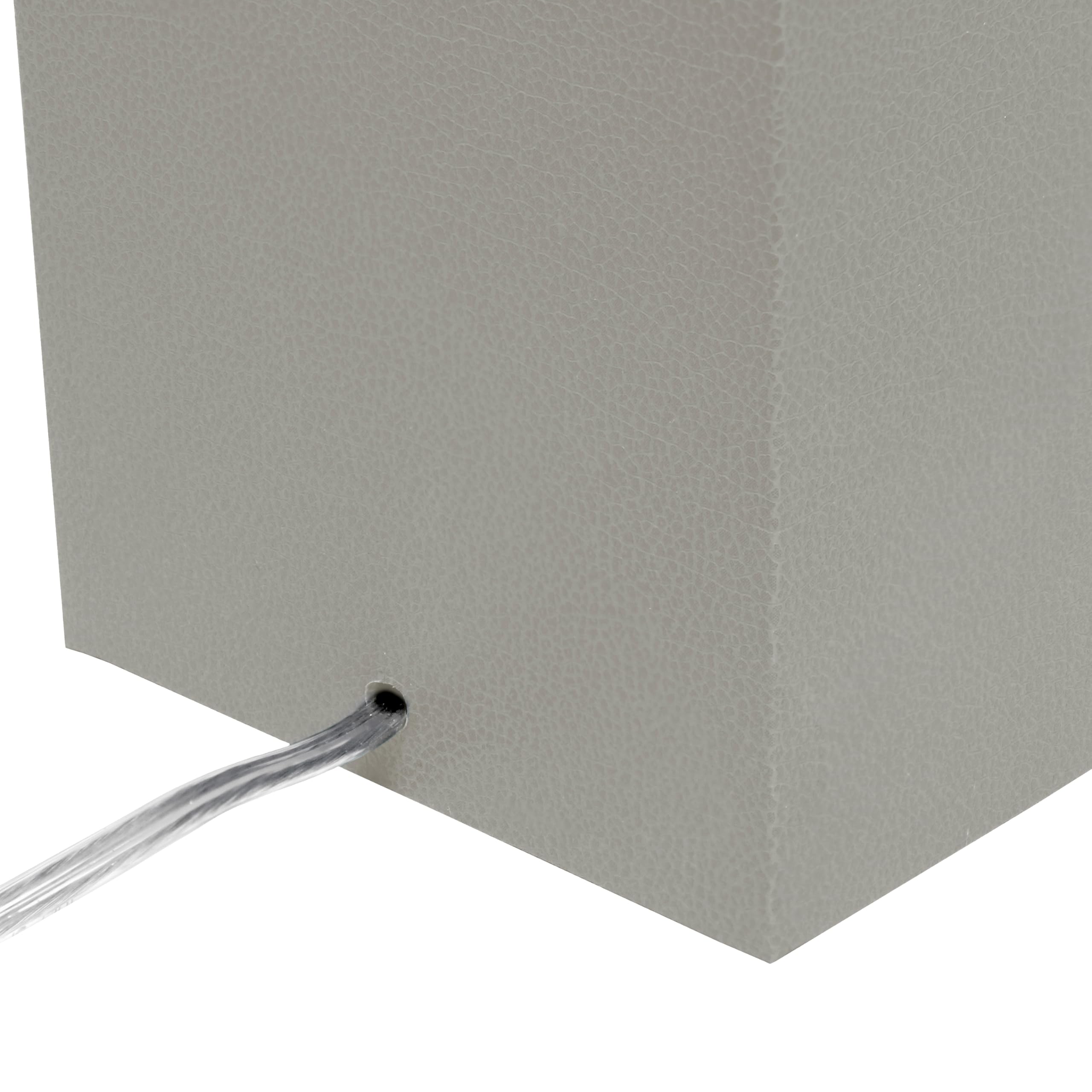 Lalia Home Lexington 21" Leather Base Modern Home Décor Bedside Table Lamp For Living Room, Bedroom, Entryway, Foyer, Or Office With White Rectangular Fabric Shade (Gray)