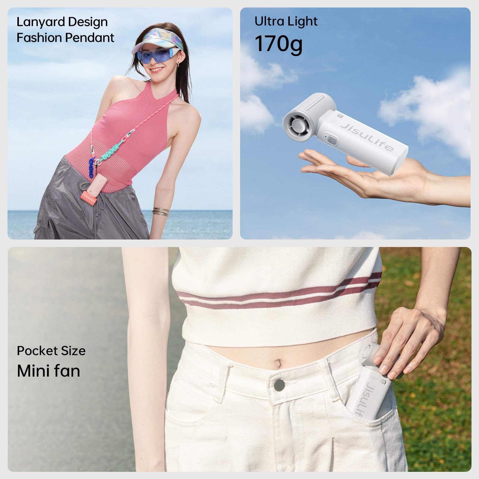 Jisulife Portable Handheld Fan Life9, Turbo Power High Speed Air [18H Max Cooling Time]