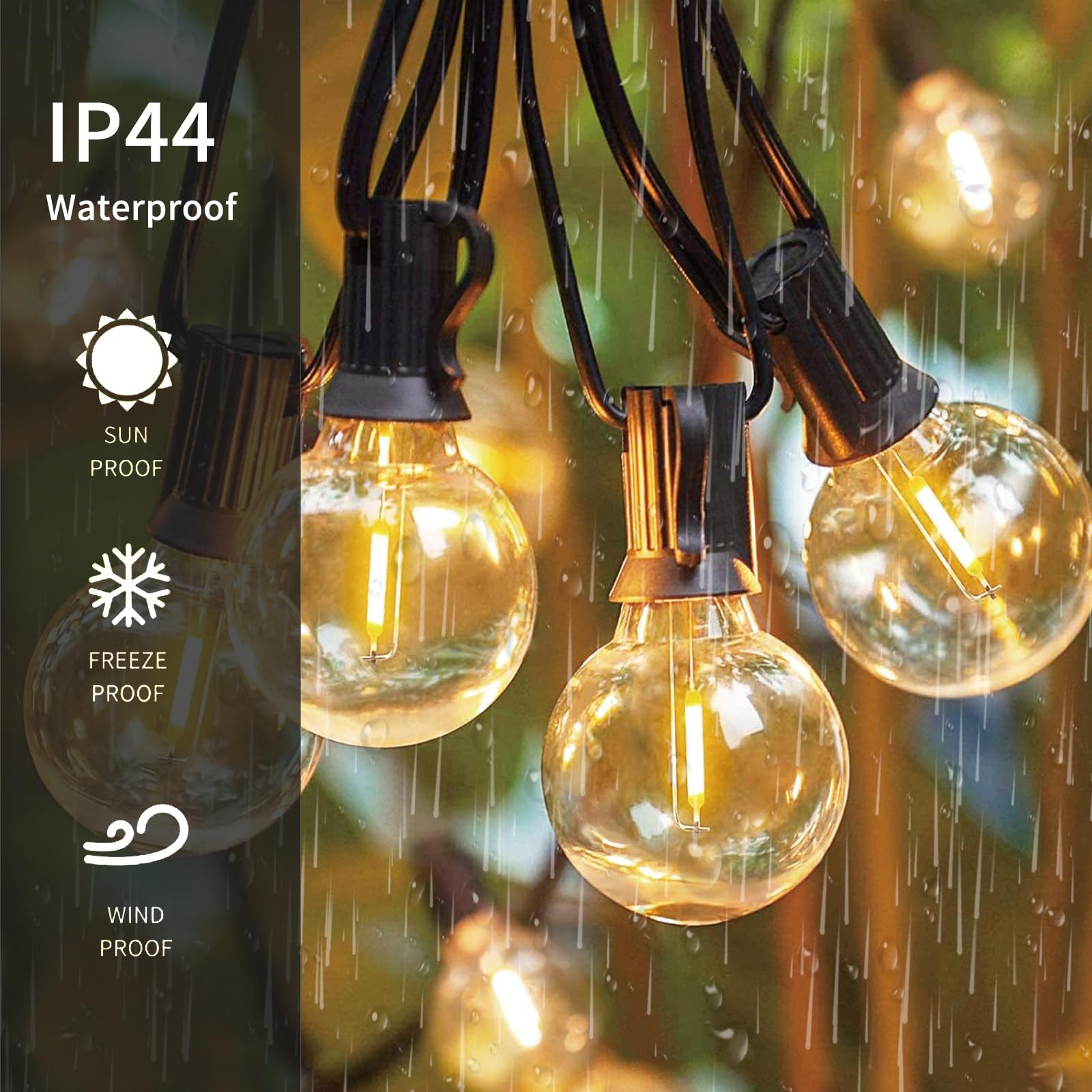 Chyparty G40 Led Replacement Light Bulbs, Clear Shatterproof Globe G40 Bulbs For Outdoor String Lights, Patio, Garden, Party, Wedding Decor- Dimmable