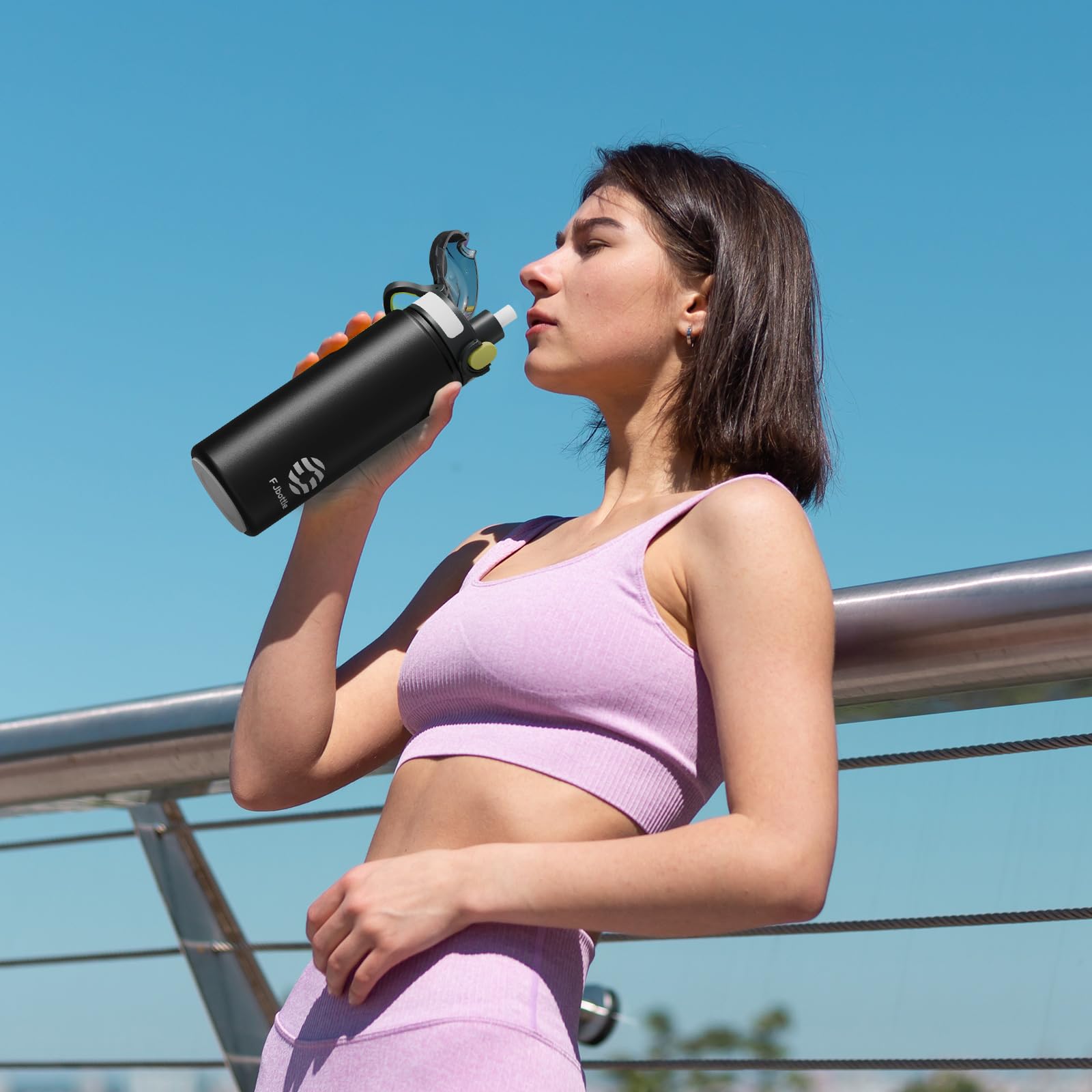 Insulated Water Bottle With Straw - 24 Oz Vacuum Stainless Steel Water Bottle, Leak Proof Locking